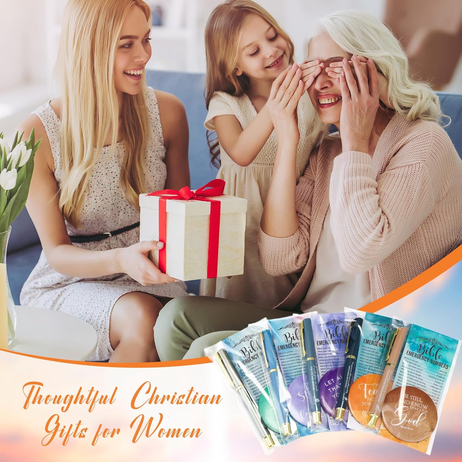 Sayglossy 50 Sets Easter Women Christian Gifts Bulk History Month Bible Verse Gel Pens Religious Compact Mirrors Emergency Bookmarks for Mother Grandmother Daughter Bible Study Group (Rendering Color)