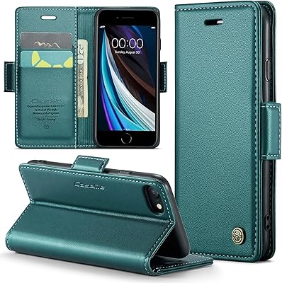 IPhone SE 2022/SE 2020/iPhone 8/iPhone 7/iPhone 6 Wallet Case with [RFID Blocking] Card Holder Magnetic Kickstand,Leather Flip Protective Case Wallet for IPhone SE2022/SE2020/8/7/6 4.7 Inch (Green)