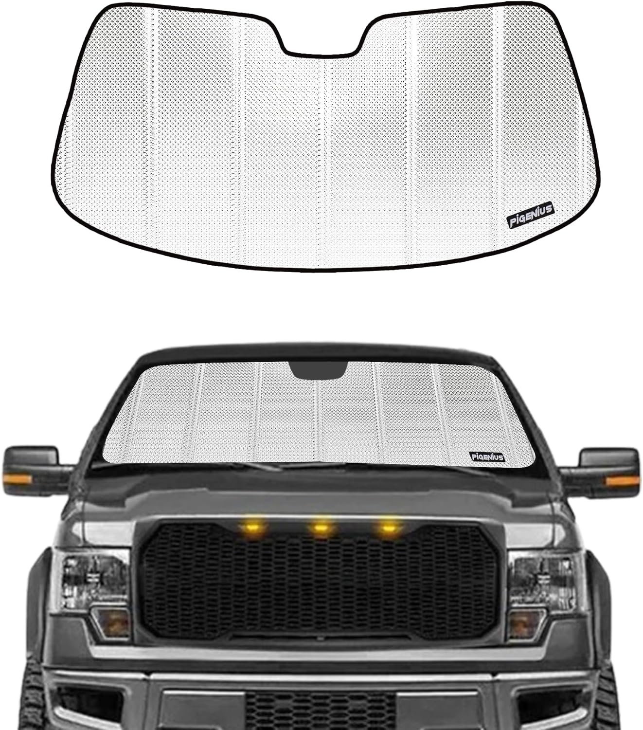 Windshield Sun Shade for 2009-2014 Ford F-150 Front Window Sunshade. Reflective Rigid Material