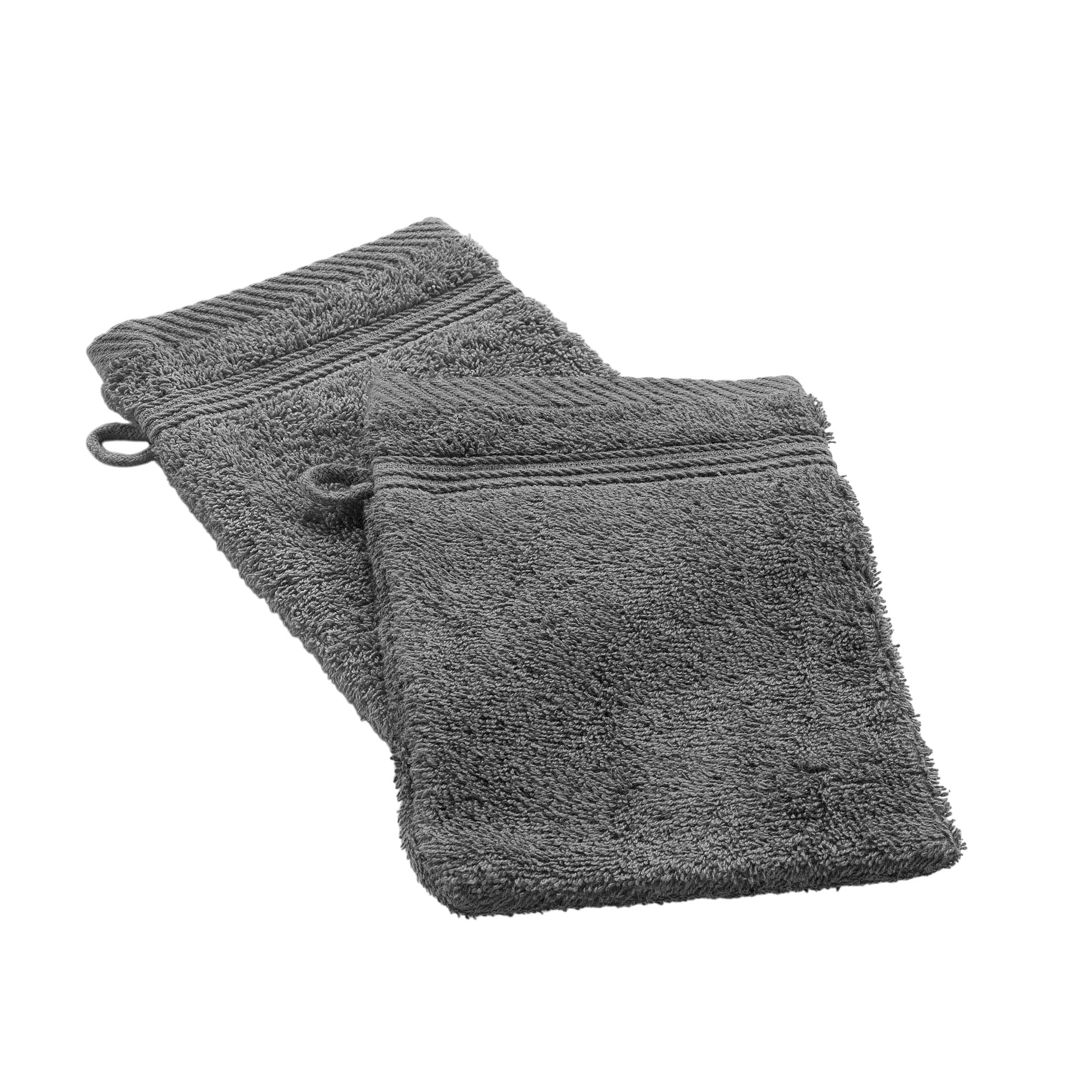miękkość wewnętrzna, 2 rękawice toaletowe 15 x 21 cm antracyt, 100% bawełna, tkliwość