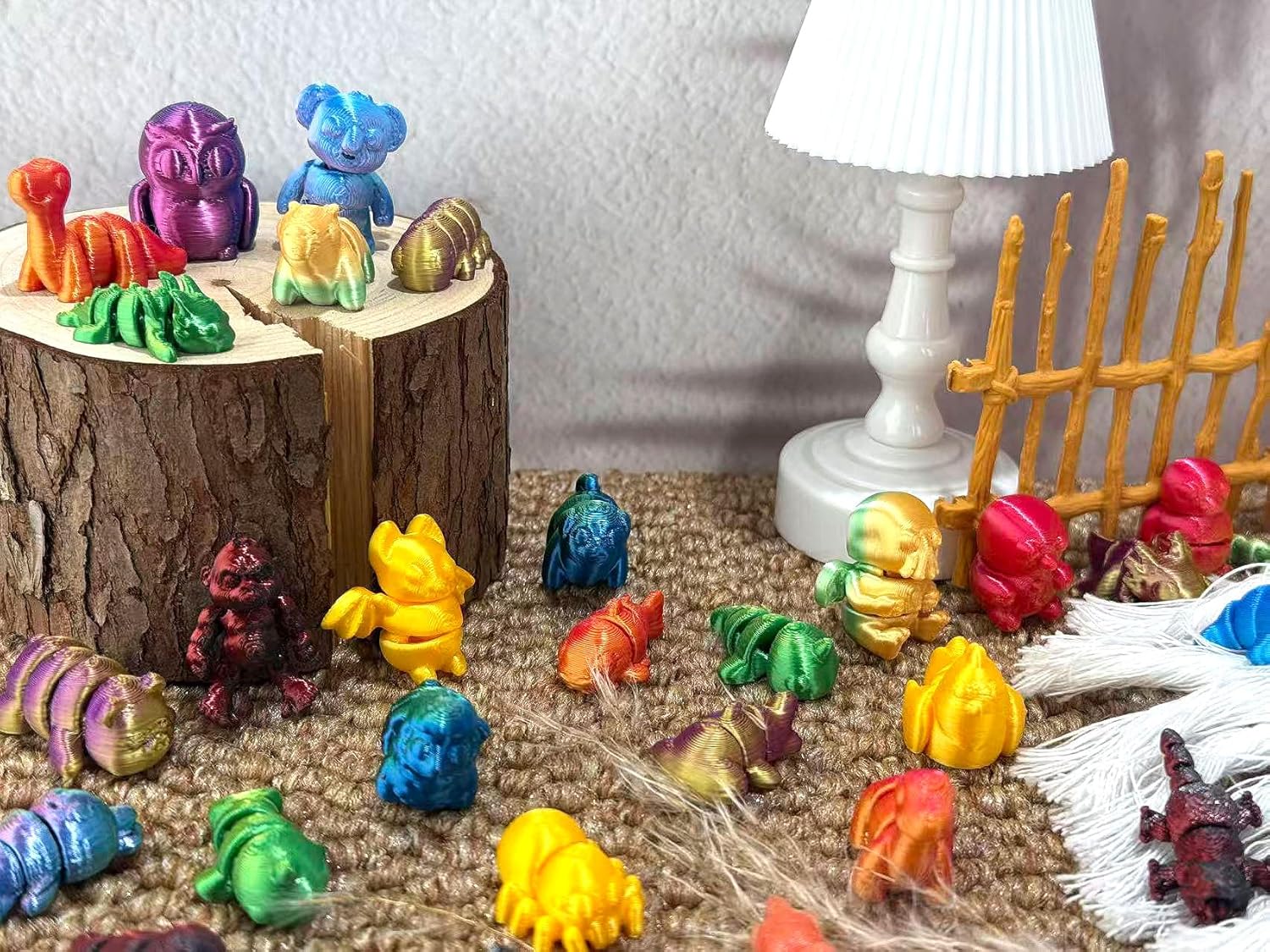 50 Pcs Shimmery Random 3D Printed Mini Animals,3D Printed Flexible Articulated Animals for Party Favors,Kids Student School Classroom Gifts, Carnival Prizes