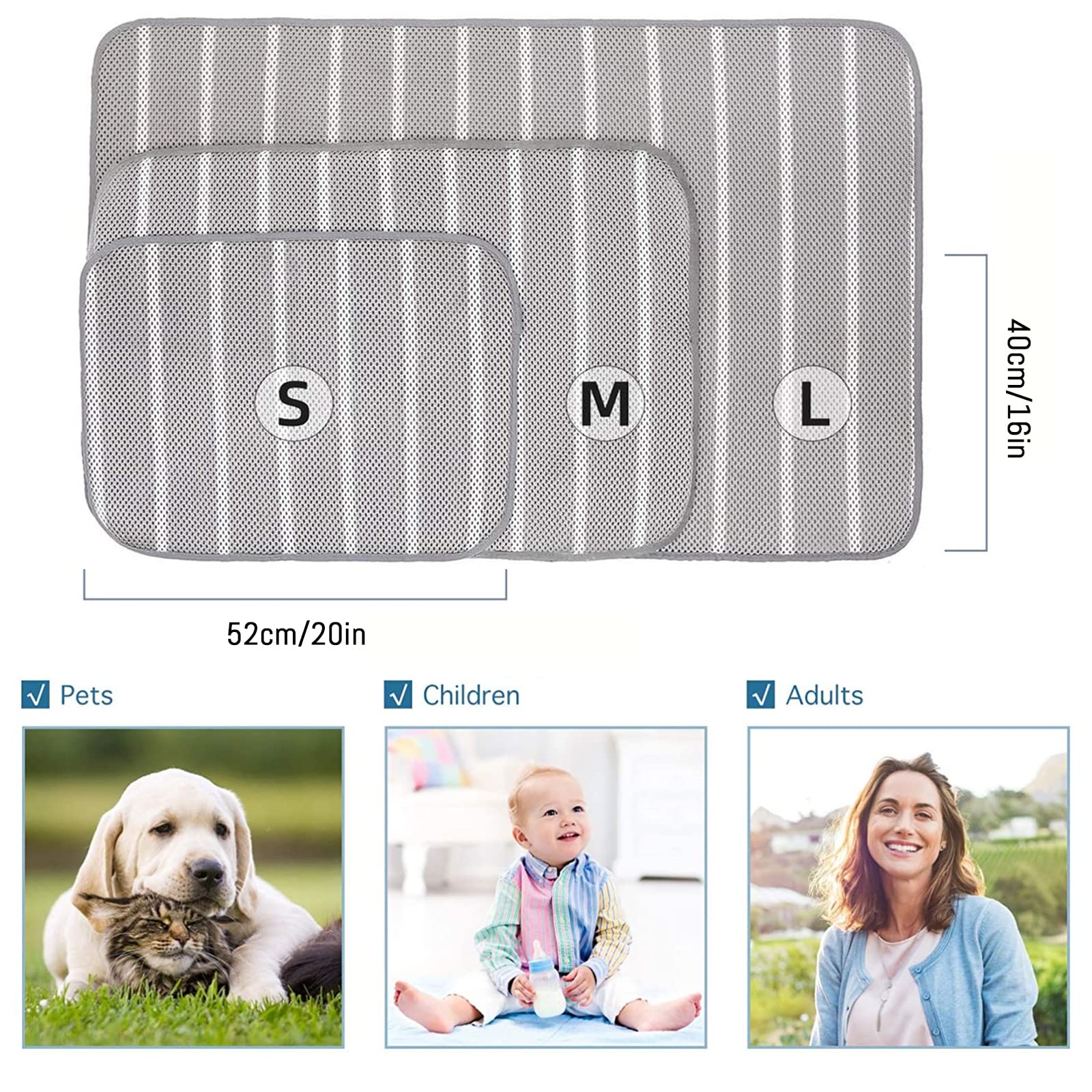 Mata do legowiska dla psów i kotów Summer Pet Ice Mat, siatka 3D(Grey,20”x16”)