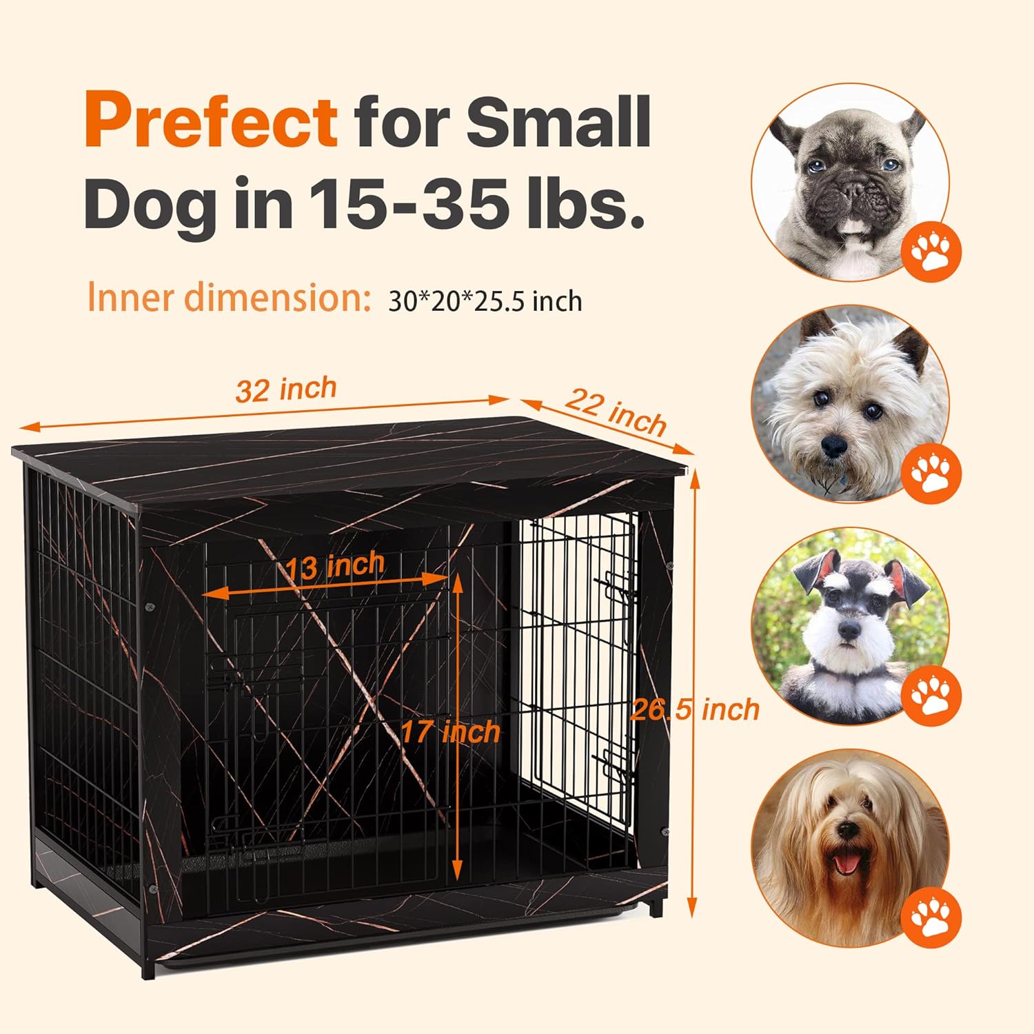 Buy Megidok Wooden Dog Crate Furniture End Table, Double Doors Dog