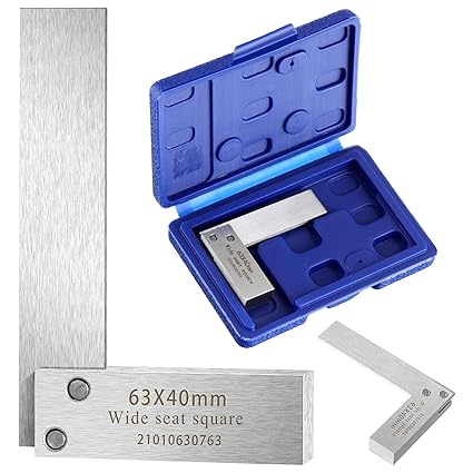 Machinist Square Mechanical Engineer Steel Square High Precision 90 Degree Wide Base Square Tool Wide Sitting Angle Square L-type Testing Measuring Tool for Engineer Student Artist (2.52 x 1.6 Inch)