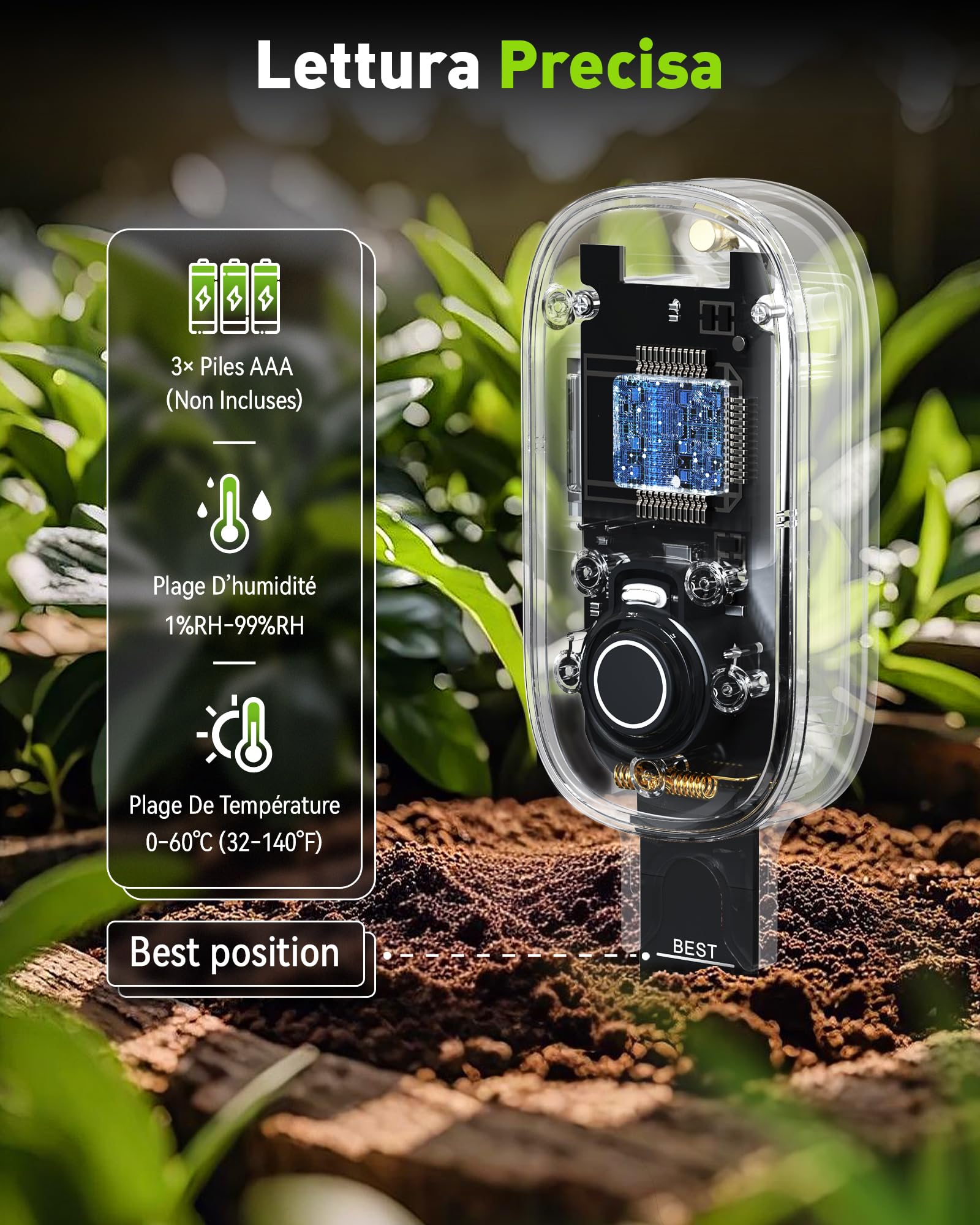 RAINPOINT Sensore di umidità del suolo intelligente con connessione app, gateway richiesto, sistema di irrigazione