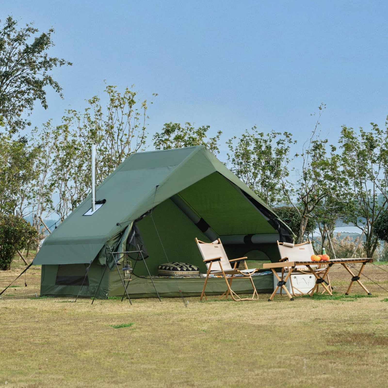 Abri Extérieur Tente Gonflable Camping, Beige, 6 Mètres Carrés Beige, 6 Mètres Carrés