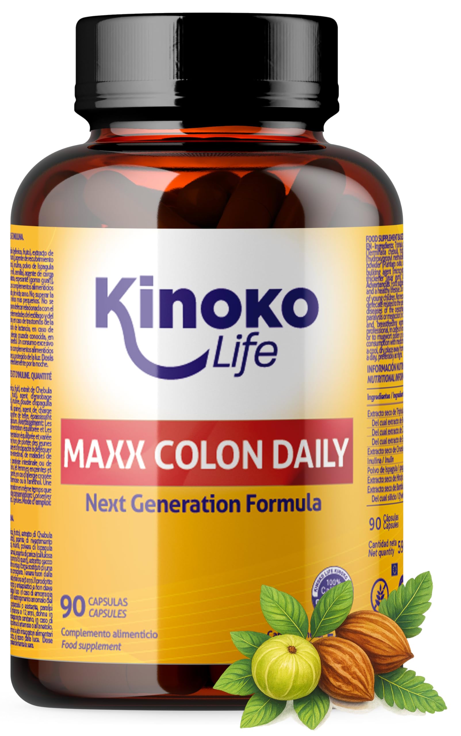 MaXX COLON DAILY – Lassativo Naturale e Sollievo dalla Stitichezza | Triphala + Psyllium (Fibre Prebiotiche) | Regolarità, Transito Intestinale e Riduzione dei Gas (90 Capsule)
