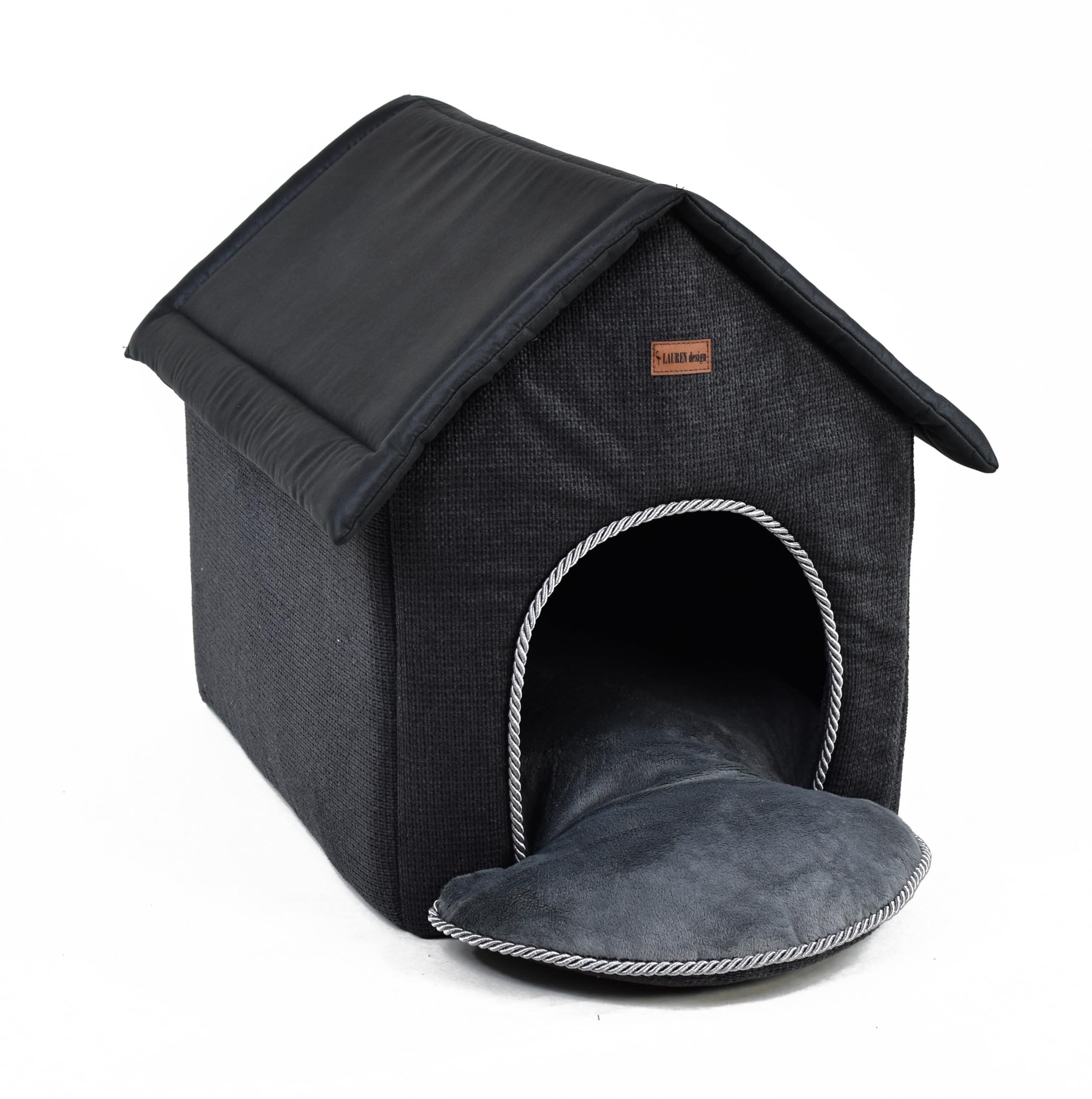 Cuccia per cani di piccola taglia, cuccia per cani con cuscino lavabile, calda e confortevole, cuccia in tessuto per cani, produzione UE di alta qualità (antracite, 38 x 48 cm)