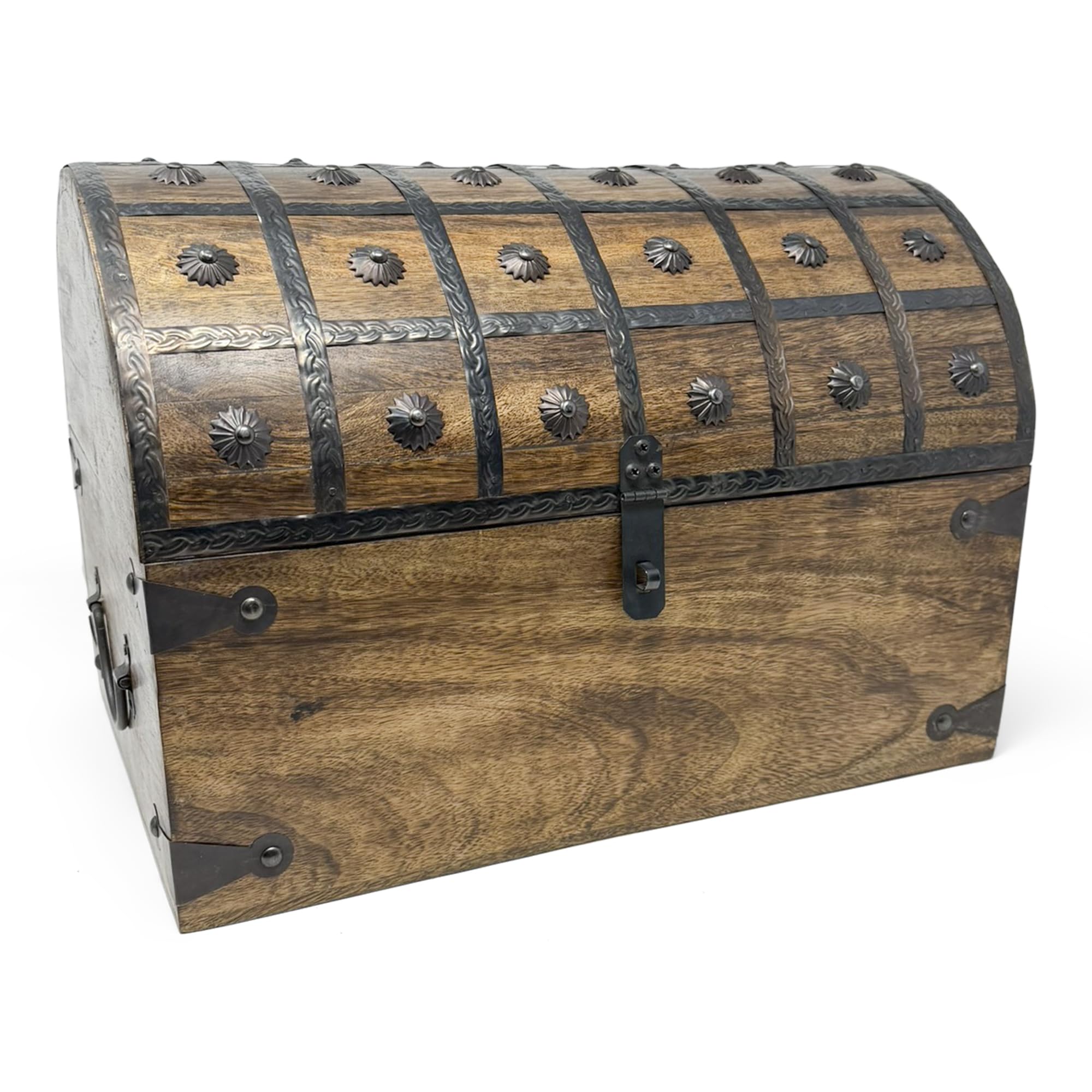 Nautical Cove Treasure Chest Keepsake and Decorative Wood Box (XXX-Large 16x11x11) - Storage Box, Wooden Box with Hinged Lid, Rustic Storage, Pirate Storage Box, Vintage Wooden Chest