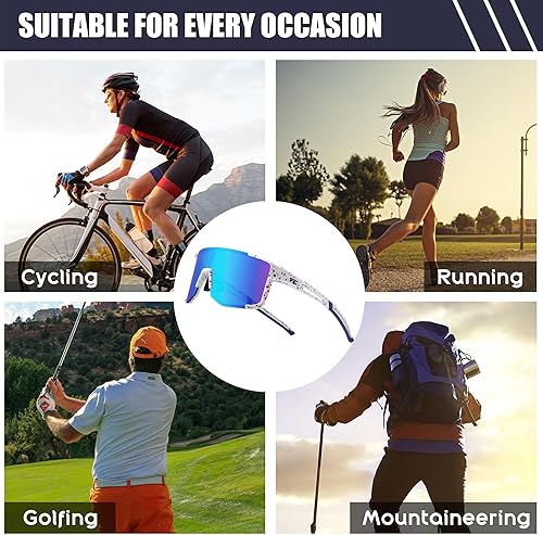 Miniatura 7 de FEISEDY Gafas de sol deportivas para hombres y mujeres, ligero TR90 marco UV400 MTB, correr, pesca, béisbol, B0224