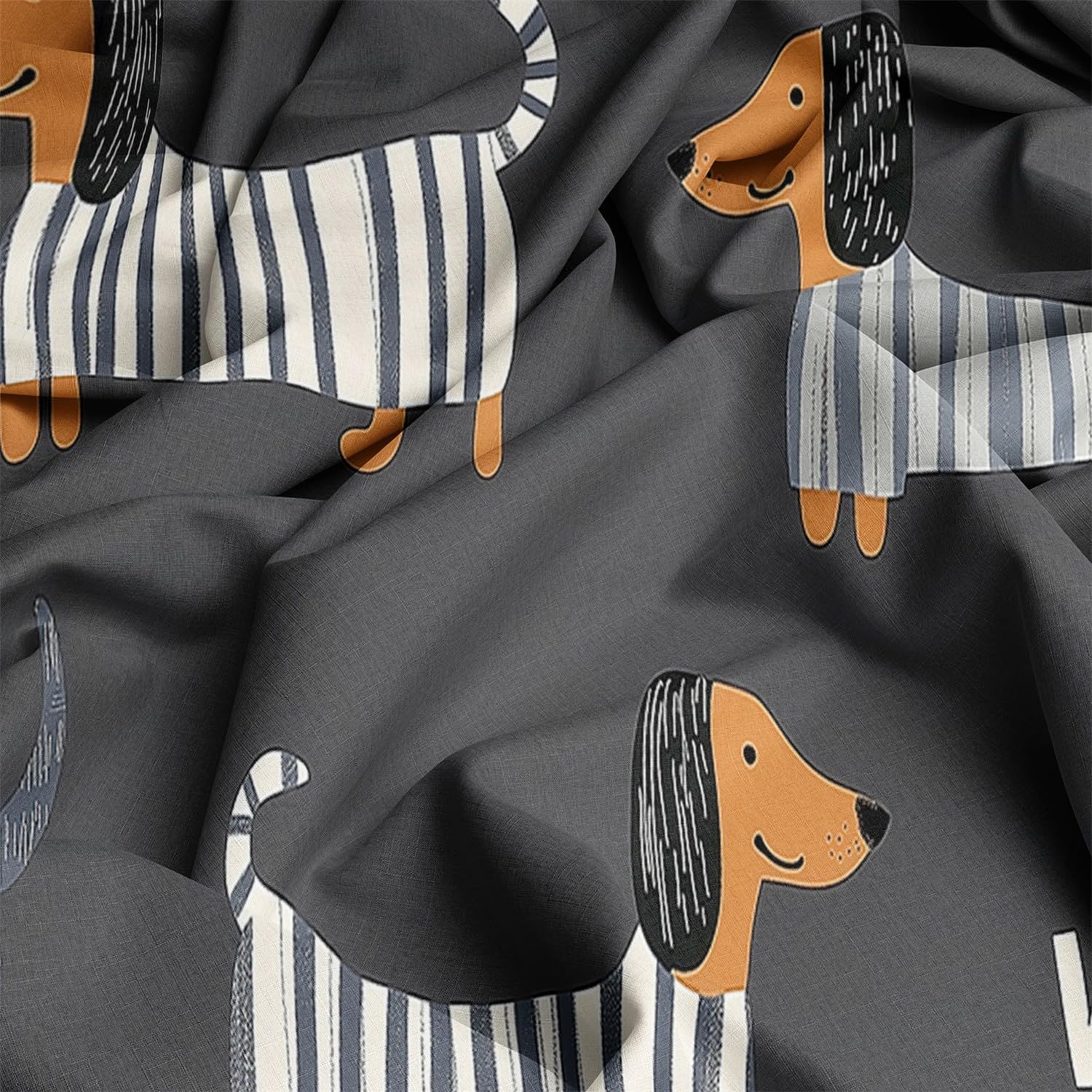 Juegos de Fundas nórdicas Polialgodón Premium Perro Salchicha Funda nórdica Estampada Ultrasuave Reversible Gris carbón 220 x 240 cm Fundas nórdicas Juego de Cama sin Planchado