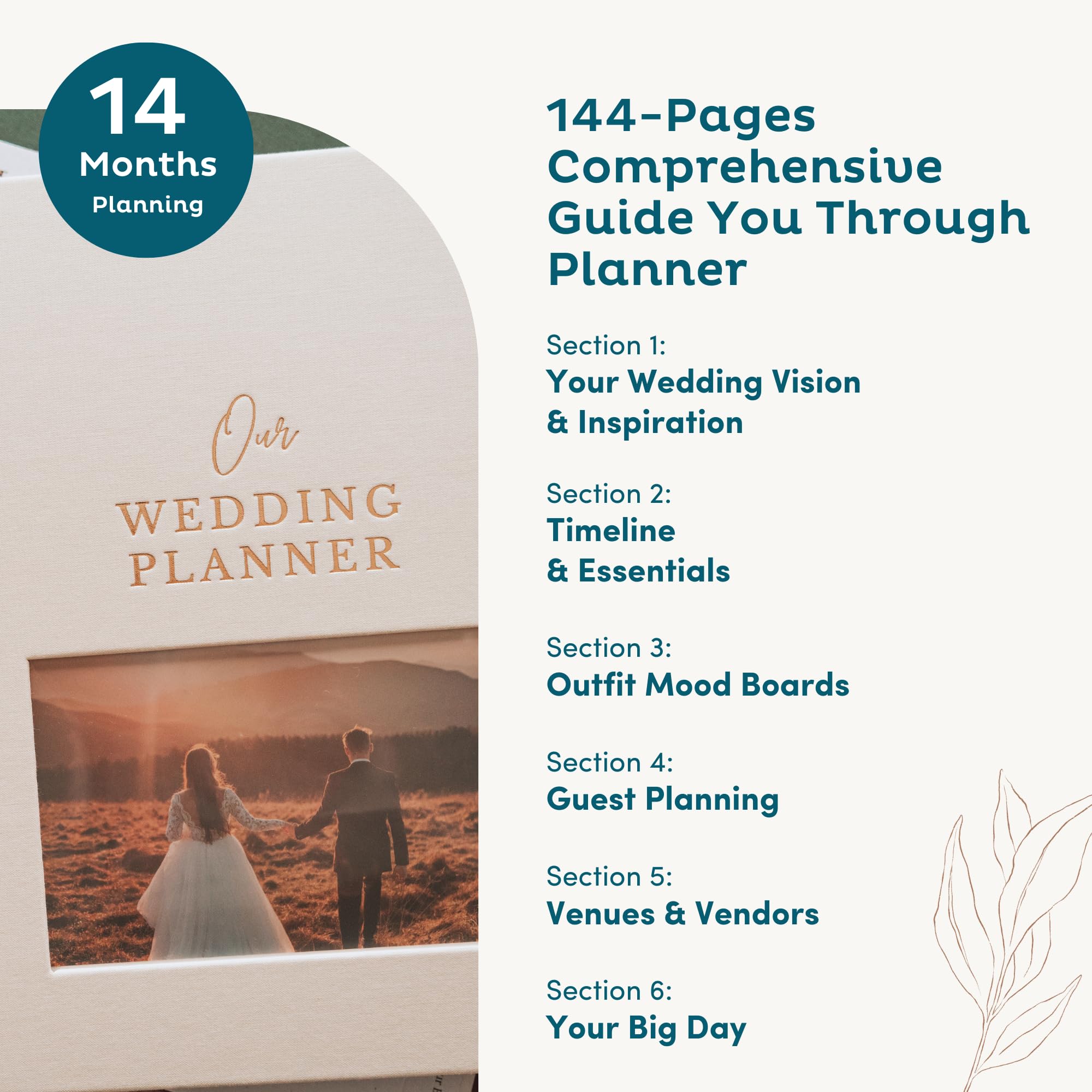 Linen Umfangreicher Hochzeitsplaner – anpassbares Fotofenster Hochzeitsplanungsbuch und Organizer, perfekt für verlobte Geschenke, Verlobungsgeschenke für Paare, Hochzeits-Notizbuch, Andenken (Wald)