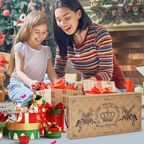 Miniatura 8 de ASNEY Juego de ajedrez magnético mejorado juego de mesa de ajedrez de madera Staunton de 15 pulgadas con pieza de ajedrez hecha a mano y ranuras de