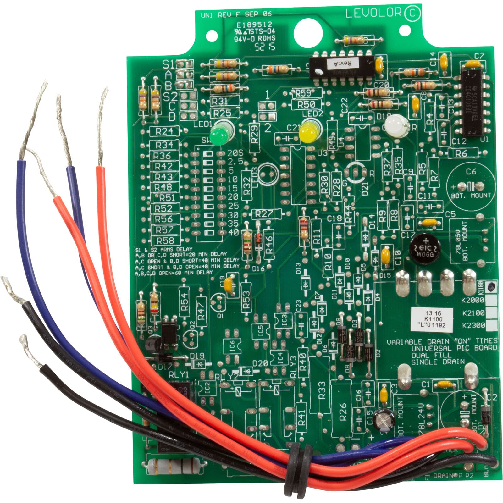 Zodiac LEVBRD Power Control Board with Time-Out System Replacement for Zodiac Levolor Water Leveling System