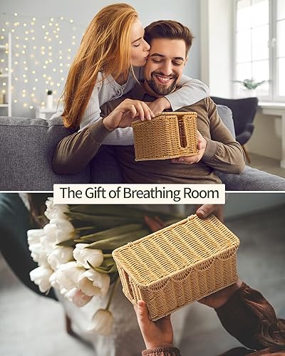 Miniatura 7 de YECAYE Caja de gestión de cables tejida a mano, caja organizadora de cables decorativa para tiras de alimentación y cables, organizador de cables