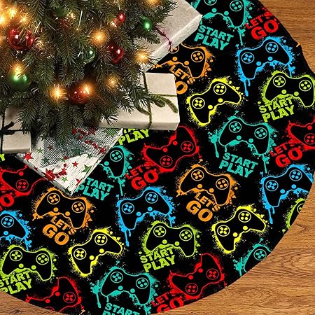 Un montón de regalos para recoger por Navidad en Disney Dreamlight Valley 10 81KJRcO1SML. AC SY450 Video Game Christmas Tree Skirt 36 Inch, Black Gamer Gamepad Christmas Decor, Winter Holiday Gaming Game Controller Tree Mat Decoration for Xmas Party Ornaments Holiday Accessory Decorative