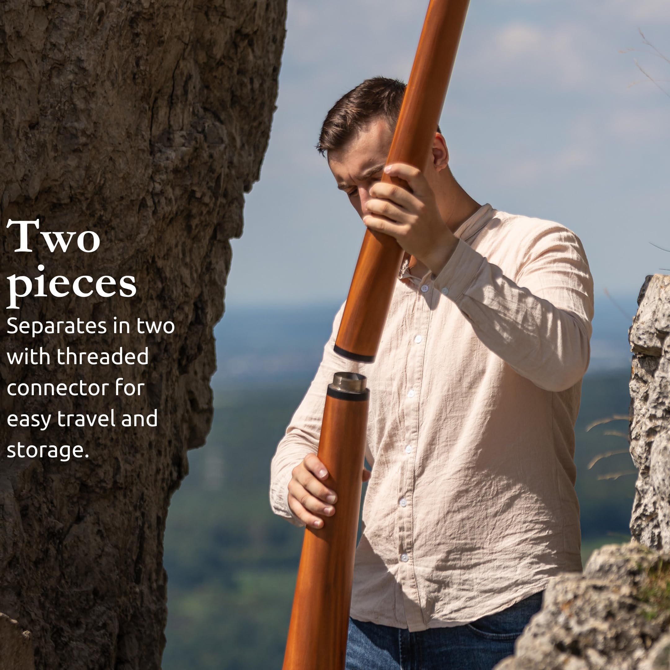 Sonic Energy Sliced Pro Didgeridoo Reise Instrument Schraubmechanismus Stimmung D Mahagoniholz Natur