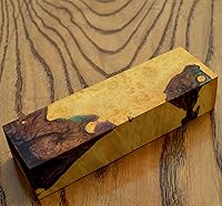 Vista 8 de Burl Híbrido Estabilizado Madera Bloque de madera Torneado Bloque en blanco Barra Mango Cuchilla Cuchillos Estabilización Cuchillo (G138)