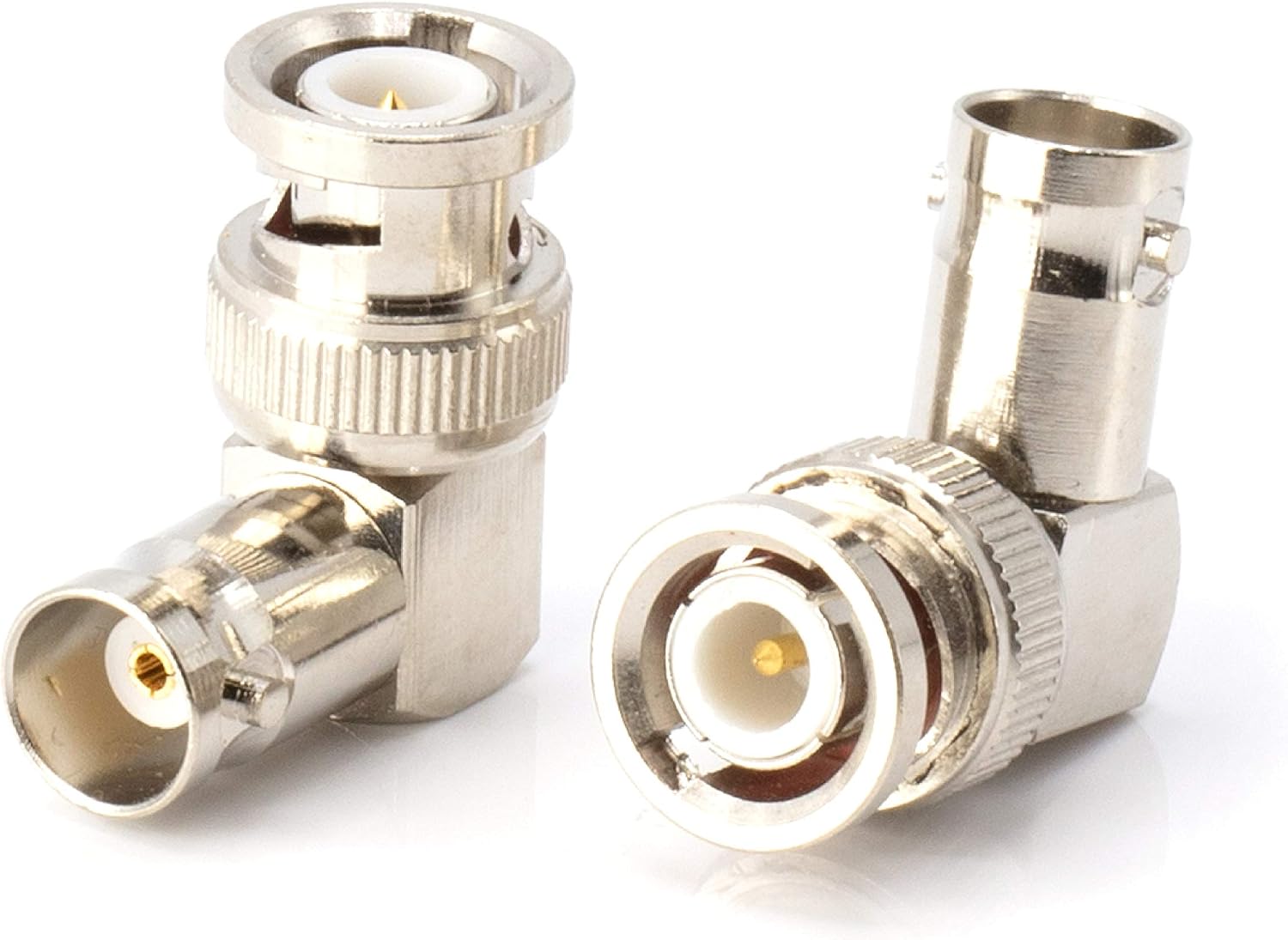 Right Angle BNC Connector - 10 Pack - BNC Elbow Male Female Adapter / 90 Degree Coaxial Connector/Low and High Frequency, 50 Ohm and 75 Ohm Passthrough - HD SDI