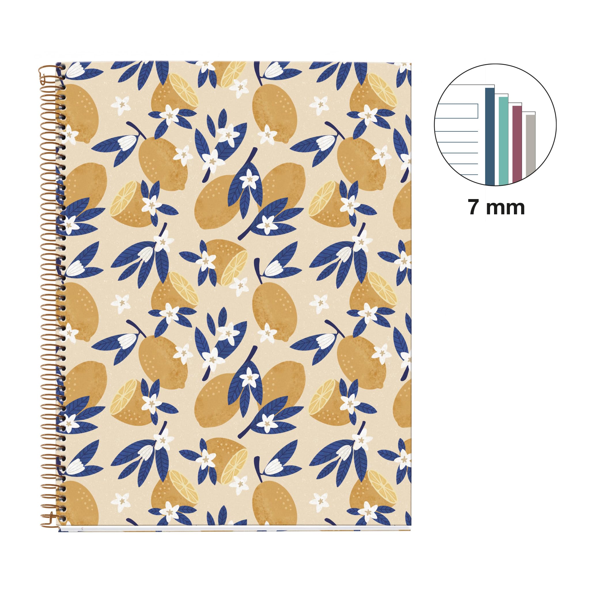 Miquelrius Cahier A4 Ligné Spirale 100 Feuilles 70 g/m² Sweet Fruits Collection Lemons