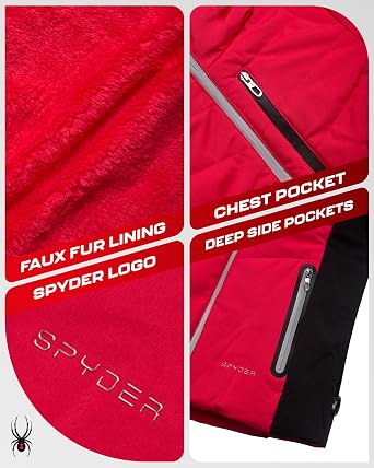 Spyder Womens Ski Jacket - 3-in-1 Faux Fur Lined Insulated Reversible