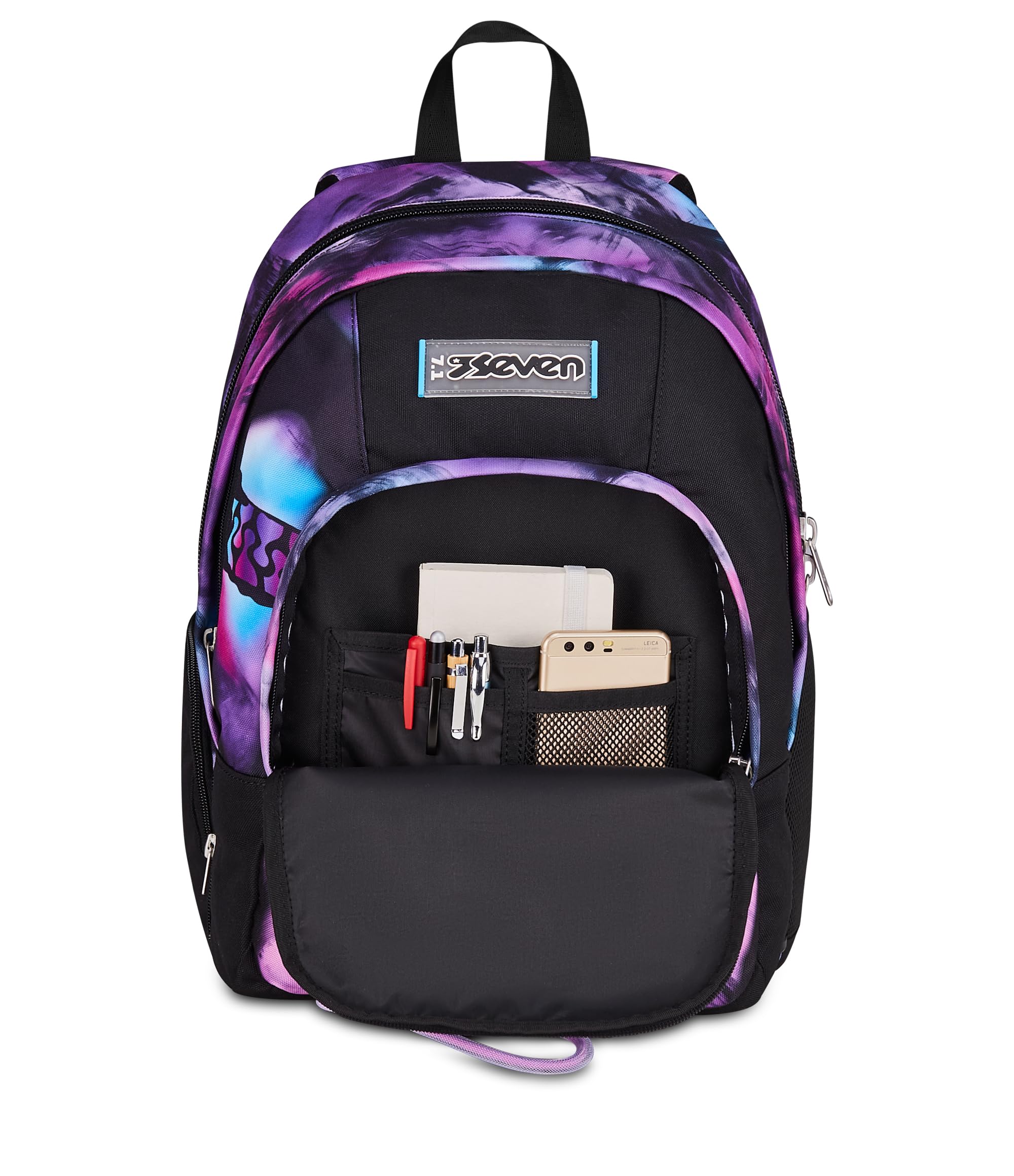 Seven Zaino Scuola Dual Detach PINK FUSION, Nero, 32 L, Doppio Scomparto, Tasche multifunzione, Zaino Staccabile, Tasca con organizer, Scomparto porta pc, Scuola media e superiore, Bambina, Ragazza
