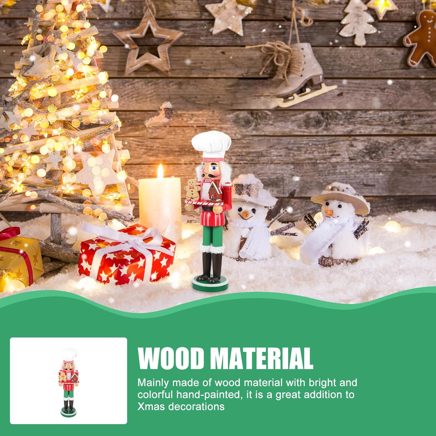 Christmas Nutcracker Figurine Wooden Desktop Decoration Traditional Xmas Nutcracker Ornament Holiday Shelf Decor