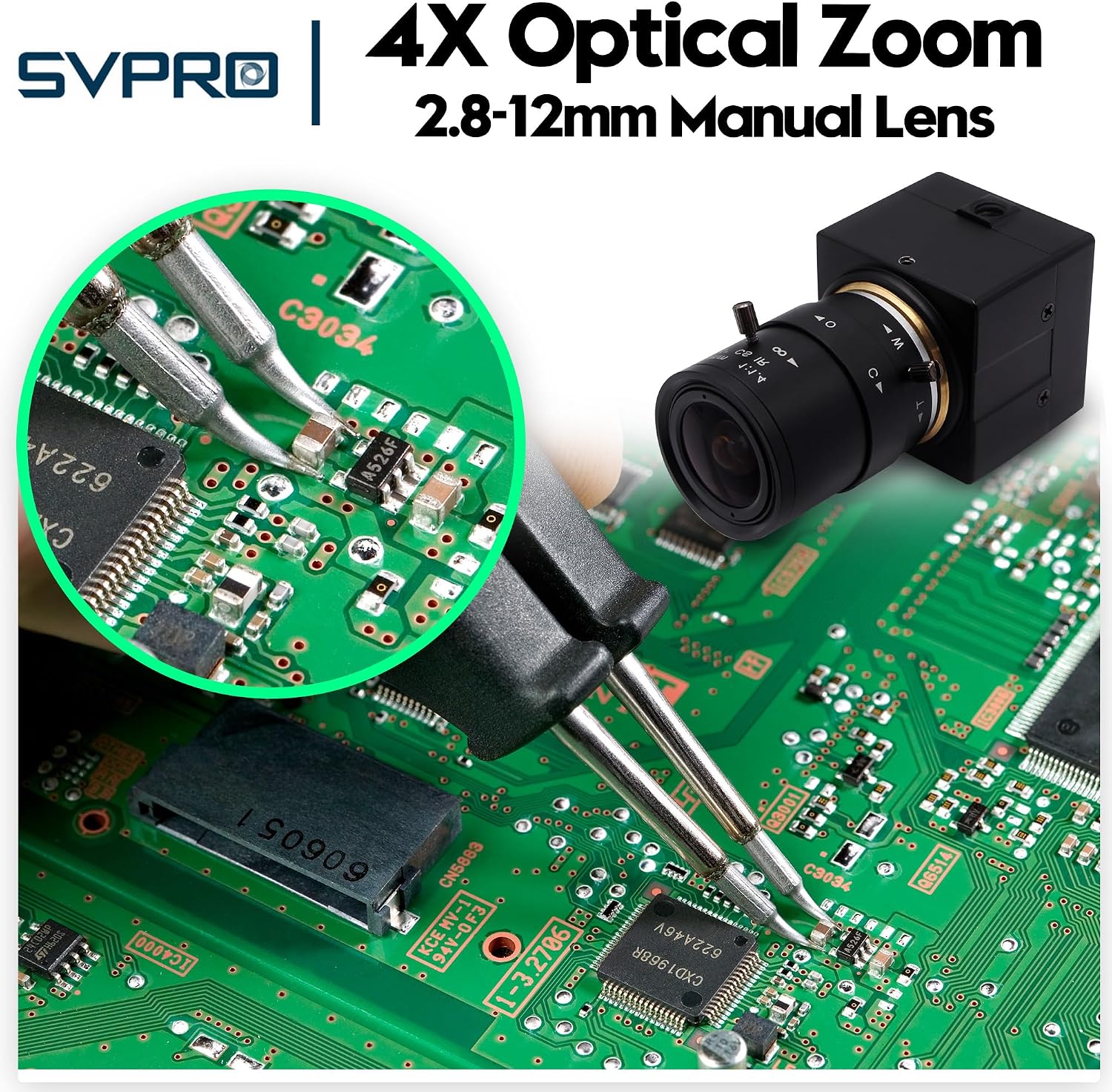 SVPRO 5MP 30fps USB Camera with 2.8-12mm Zoom Lens Close-up Camera for Machine Monitoring,IMX335 Low Light Industrial Camera for Computer Laptop,UVC Plug in Webcam for Windows,MacOS,Linux,Android