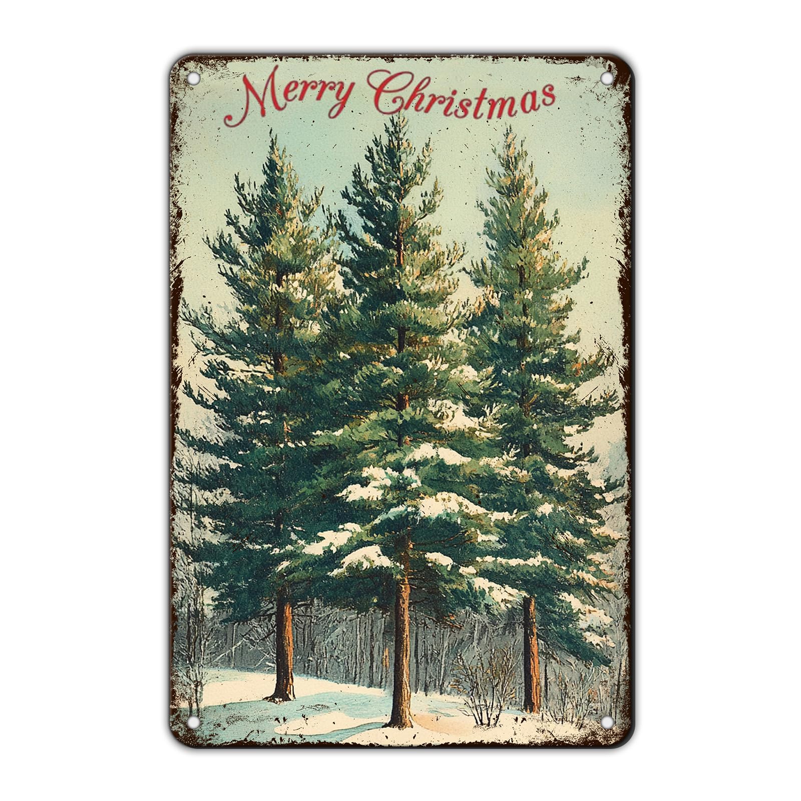 Metal Tin Sign Merry Christmas Tree Rerto Vintage Alumium Funny Retro for Home Bar Office Outdoor Wall Decor 12x16inch