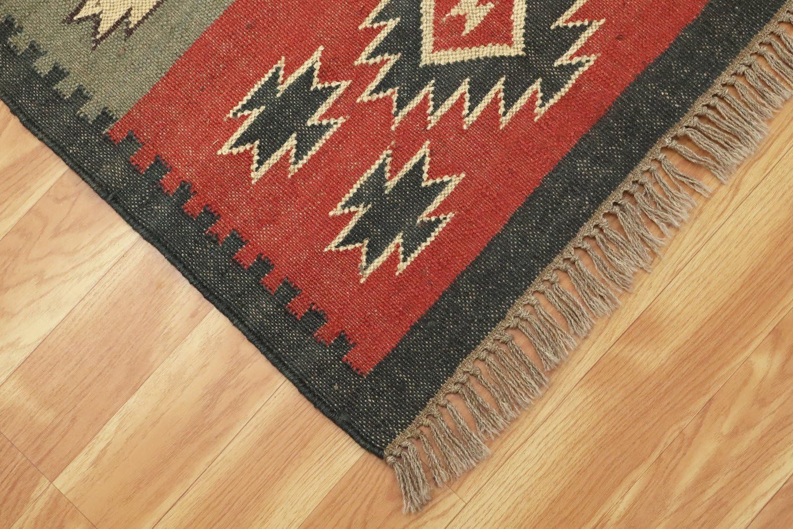 Läufer – Teppich Kelim, wendbar, Wolle, Jute, Südwestern, handgewebt, für drinnen und draußen, Flachgewebe-Teppich für Zuhause und Foyer, Flur, Treppenläufer