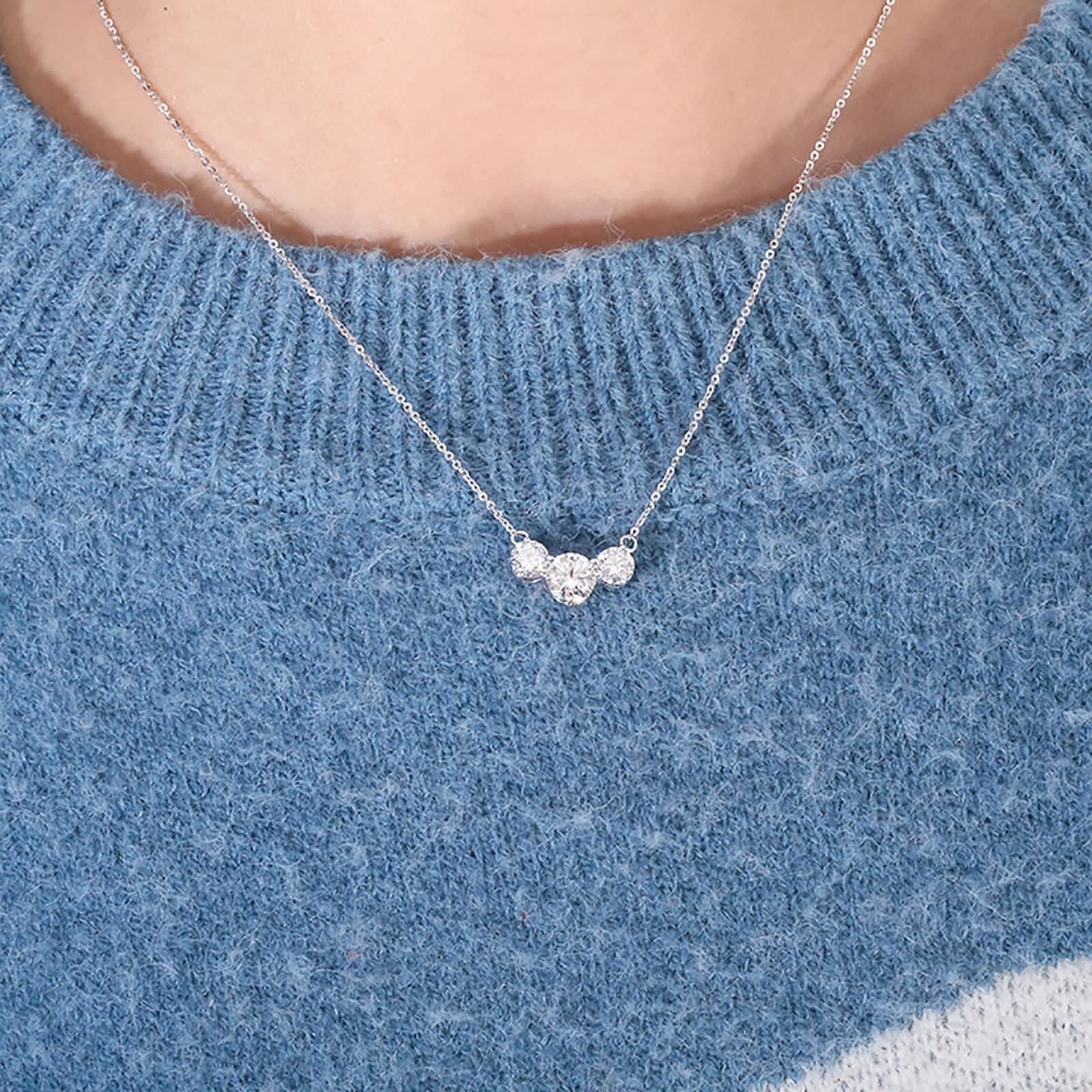 Damenmode-Anhänger, 14K/18K Weißgold Halskette 1ct Moissanit 18 Zoll