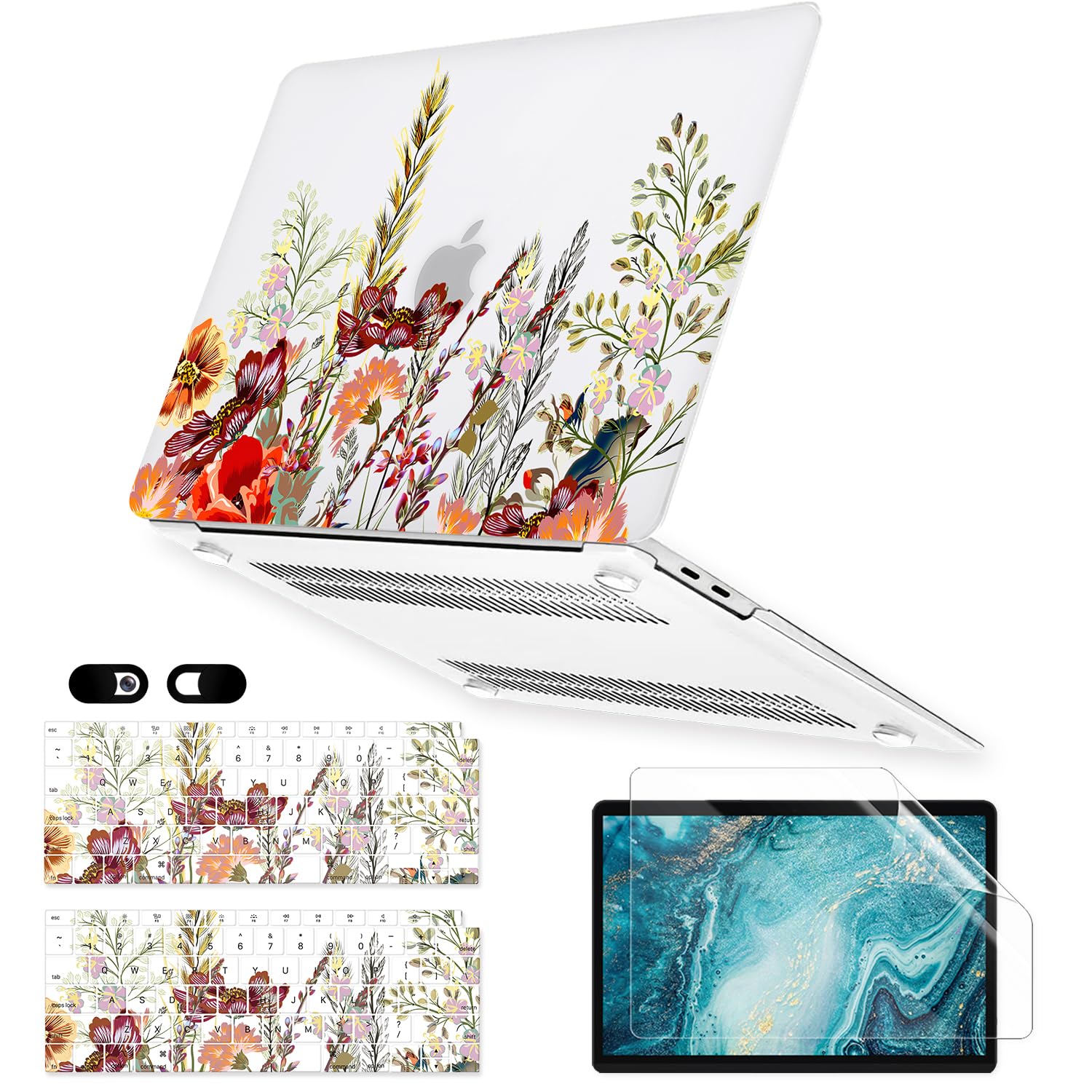 iDonzon Case for MacBook Air 13 inch M1 A2337 A2179 A1932 2022-2018 Release with Touch ID Retina Display, 6 in 1 Matte Clear Hard Cover&Keyboard Cover