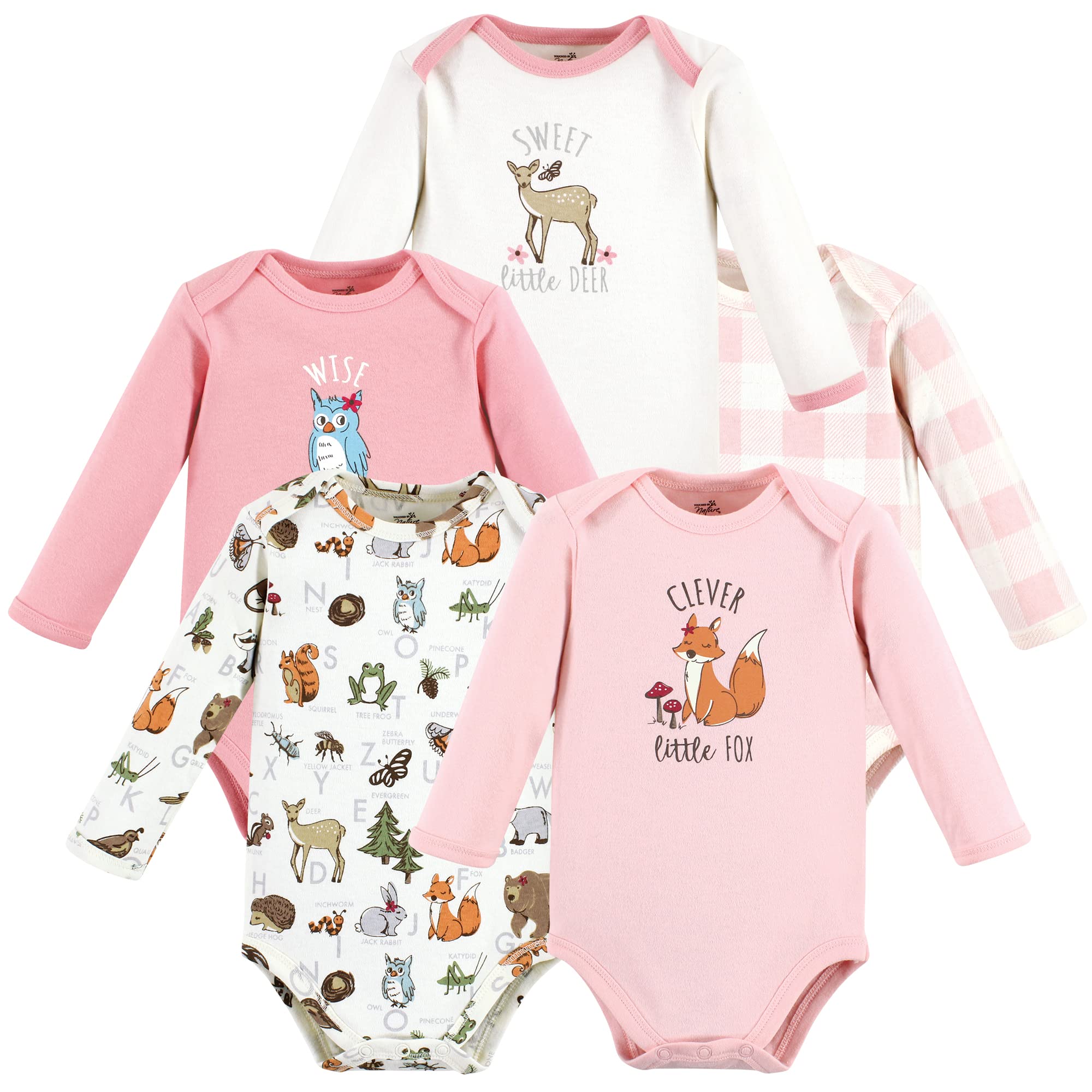 Touched by Nature Unisex Baby Bio-Baumwolle Langarm Bodys Junge Woodland Alphabet 0-3 Monate