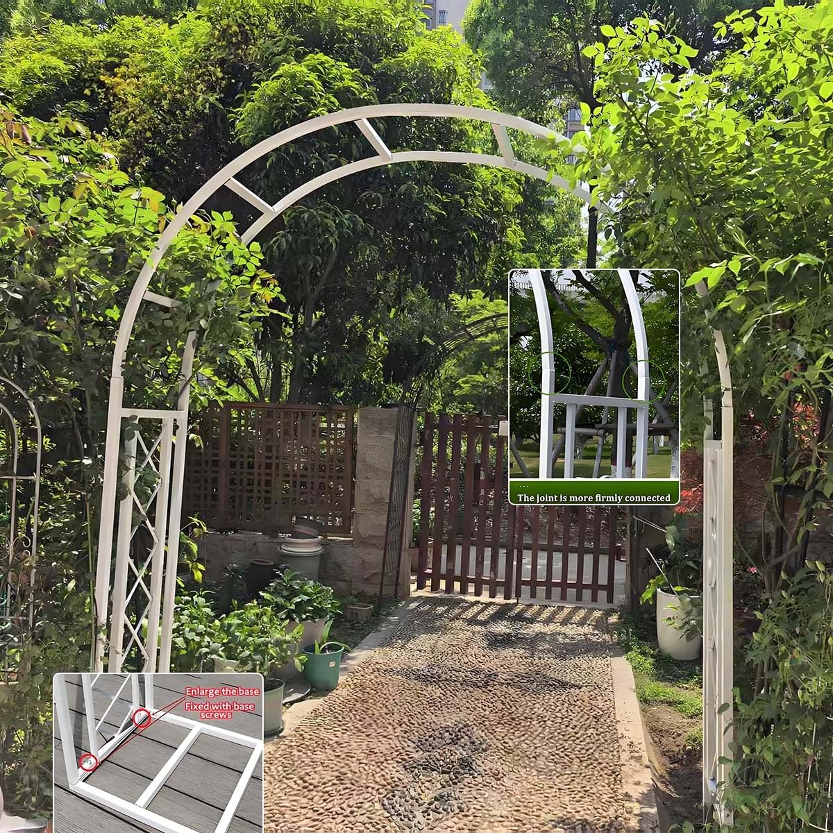 Pergola in Metallo, Arco da Giardino - Supporto per Sfondo Matrimonio, Supporto per Piante rampicanti per UVA e Rose, Arco di Palloncini con Base Stabile, Verde 180 cm/70,8 Pollici