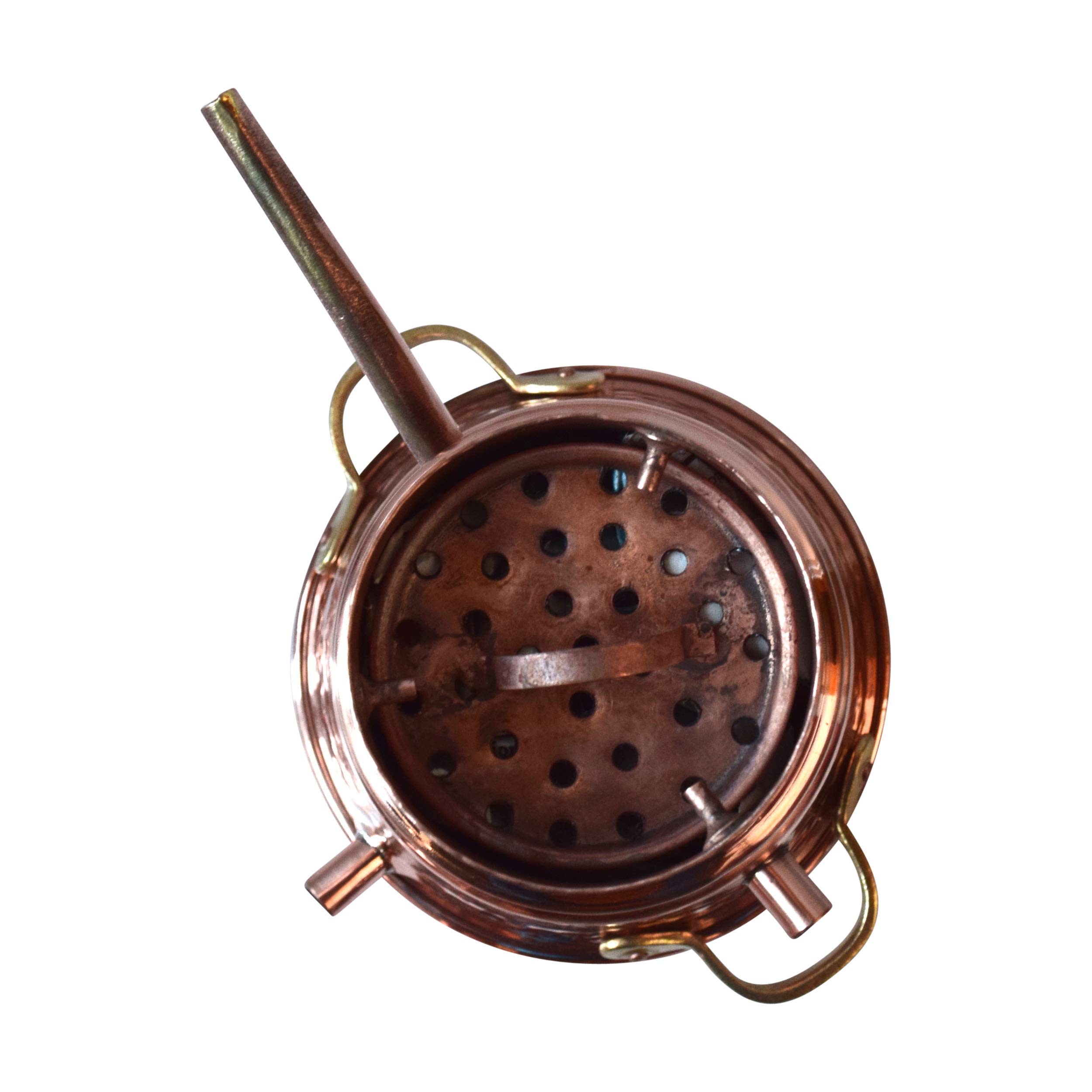 Destille Alquitara aus Kupfer 2 Liter mit Thermometer - Modell mit 3 Sieben (anmeldefrei) | Destillieranlage für ätherische Öle, Hydrolate (Pflanzenwasser), destilliertes Wasser