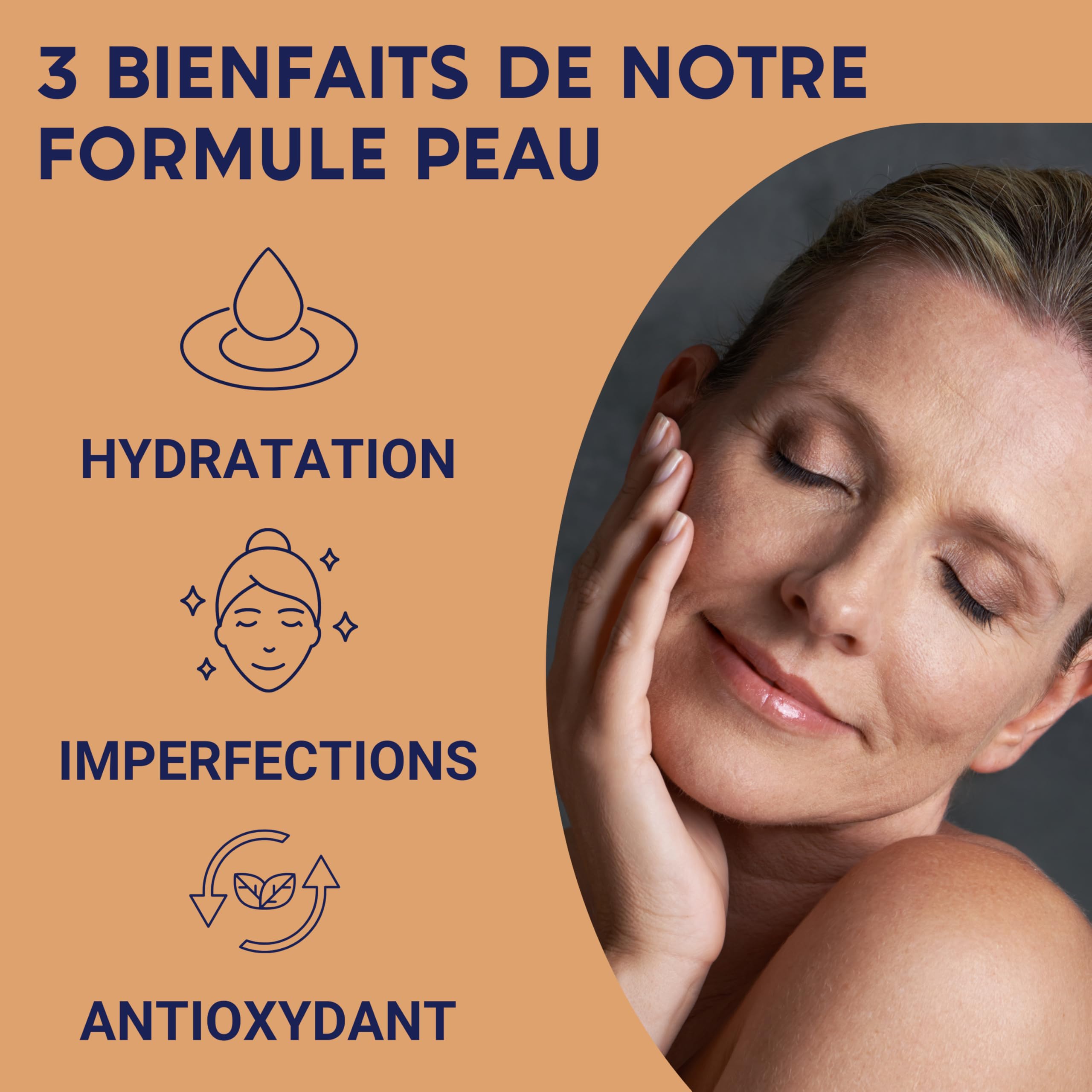 FORMULE PEAU | Collagene Marin, Acide Hyaluronique, Coenzyme Q10, Zinc Selenium Levure de Biere | Antioxydant Hydratation Imperfection | Complement Alimentaire Peau 30 jour | Fabriqué en France
