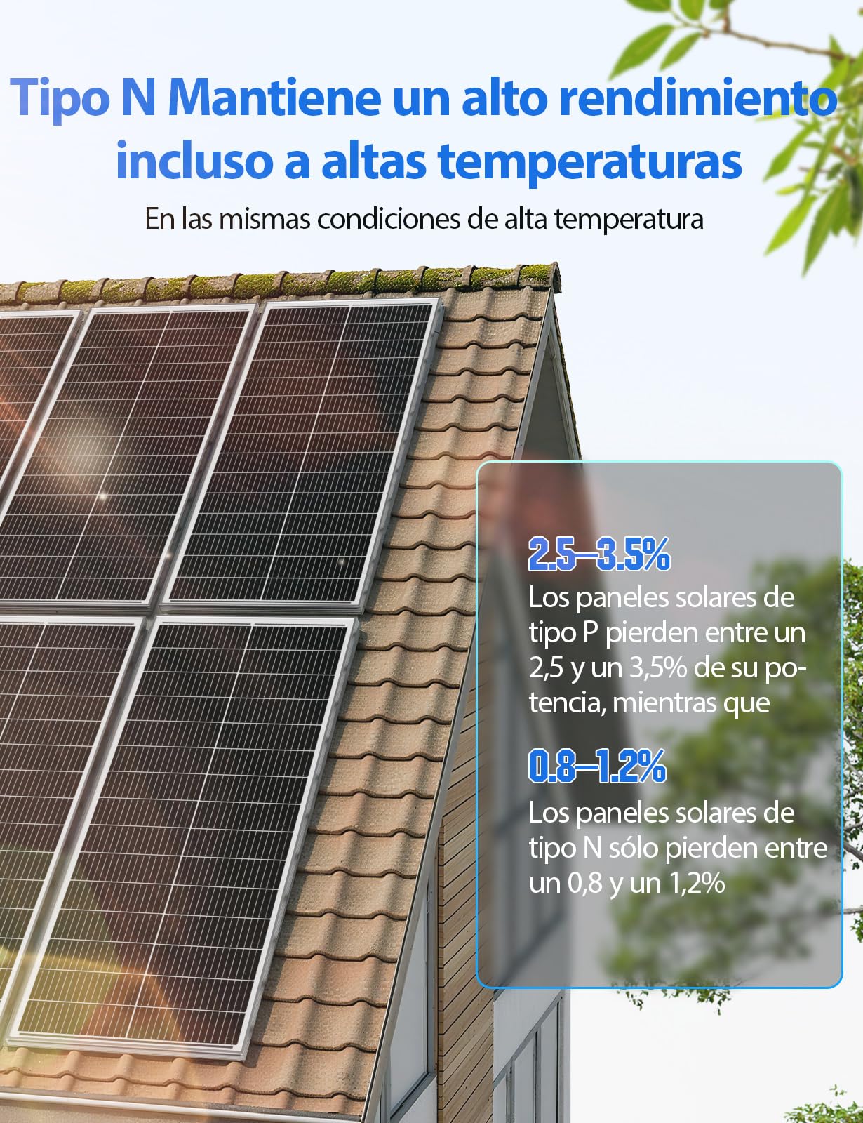 ECO-WORTHY Panel solar 100 W y 18 V con célula monocristalina de tipo N, diseño 18BB, alta eficiencia de conversión del 25%, adecuado para autocaravanas, jardines, tejados, balcones