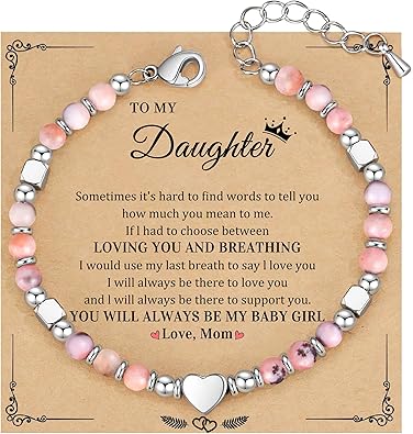 Christmas Gifts for Women, Stocking Stuffers for Teens Beaded Bracelets for Women Gifts for Mom Christmas Gift Mothers Day Gift for Grandma Daughter Bonus Mom Nature Stone Bead Bracelet Graduation Jewelry for Her 2026