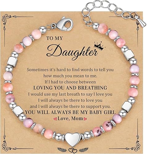 Christmas Gifts for Women, Stocking Stuffers for Teens Beaded Bracelets for Women Gifts for Mom Christmas Gift Mothers Day Gift for Grandma Daughter Bonus Mom Nature Stone Bead Bracelet Graduation Jewelry for Her 2026
