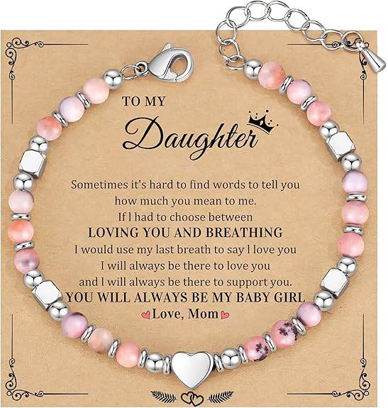 Christmas Gifts for Women, Stocking Stuffers for Teens Beaded Bracelets for Women Gifts for Mom Christmas Gift Mothers Day Gift for Grandma Daughter Bonus Mom Nature Stone Bead Bracelet Graduation Jewelry for Her 2026