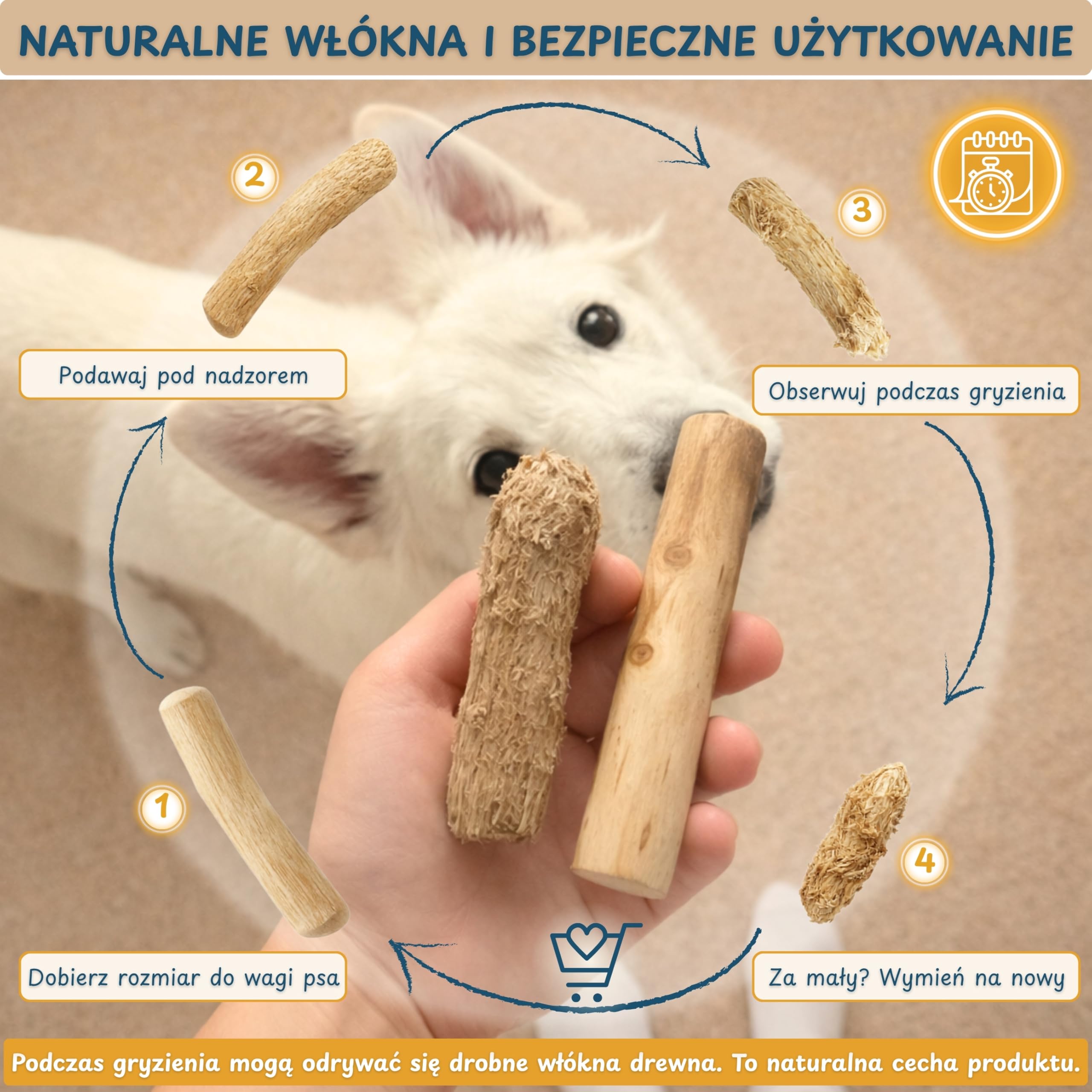 Wildeers Patyk z Drzewa Kawowego, Naturalny Gryzak dla Psa M, 3 szt. | 15-17 cm, Twardy Wytrzymały Gryzak dla Małych i Średnich Psów do 10 kg, Zajęcie dla Psa, Bez Toksyn