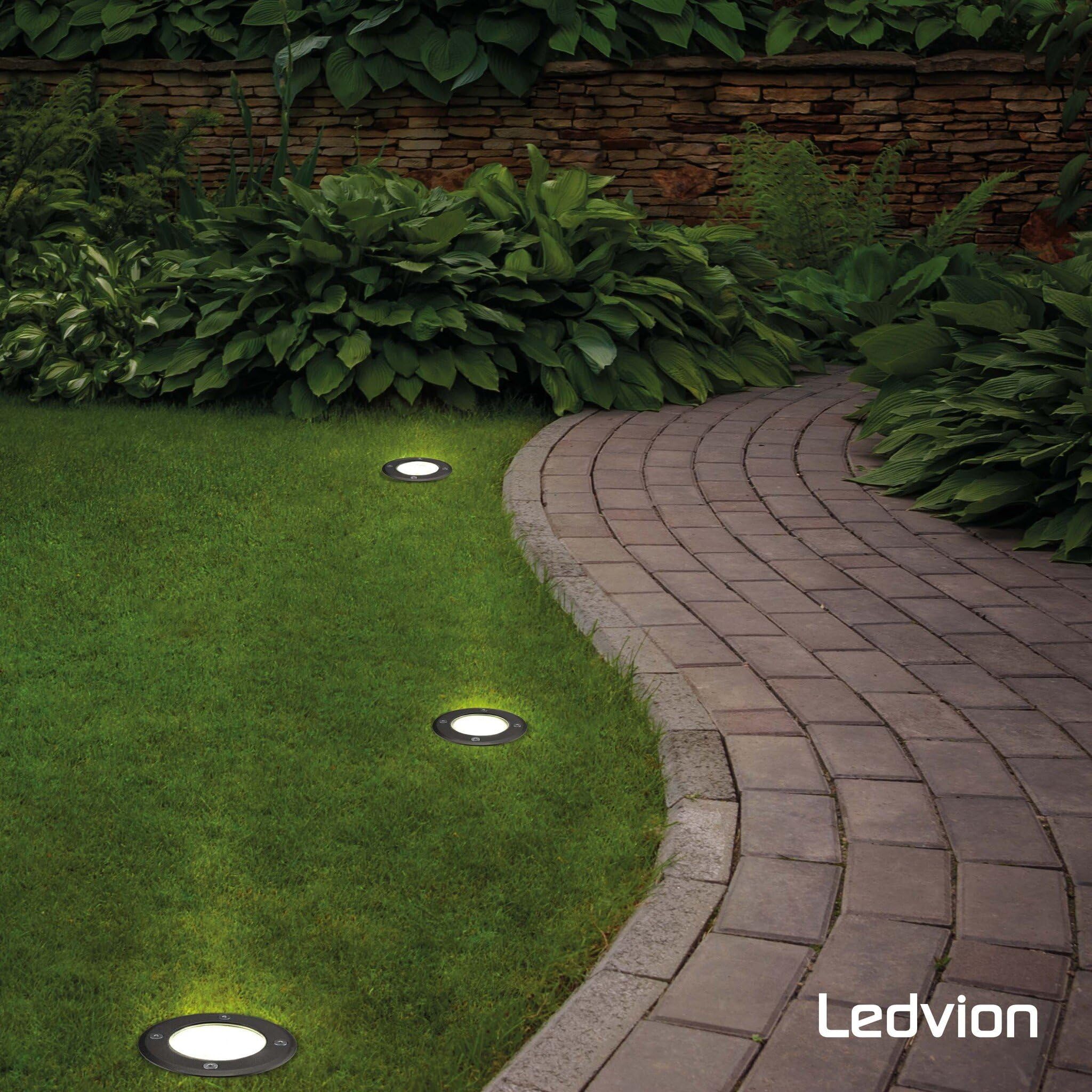 Ledvion - 9X LED Einbauleuchten Schwarz & Rund, IP67, GU10, 1m Kabel, Außenbeleuchtung, Terrassenbeleuchtung
