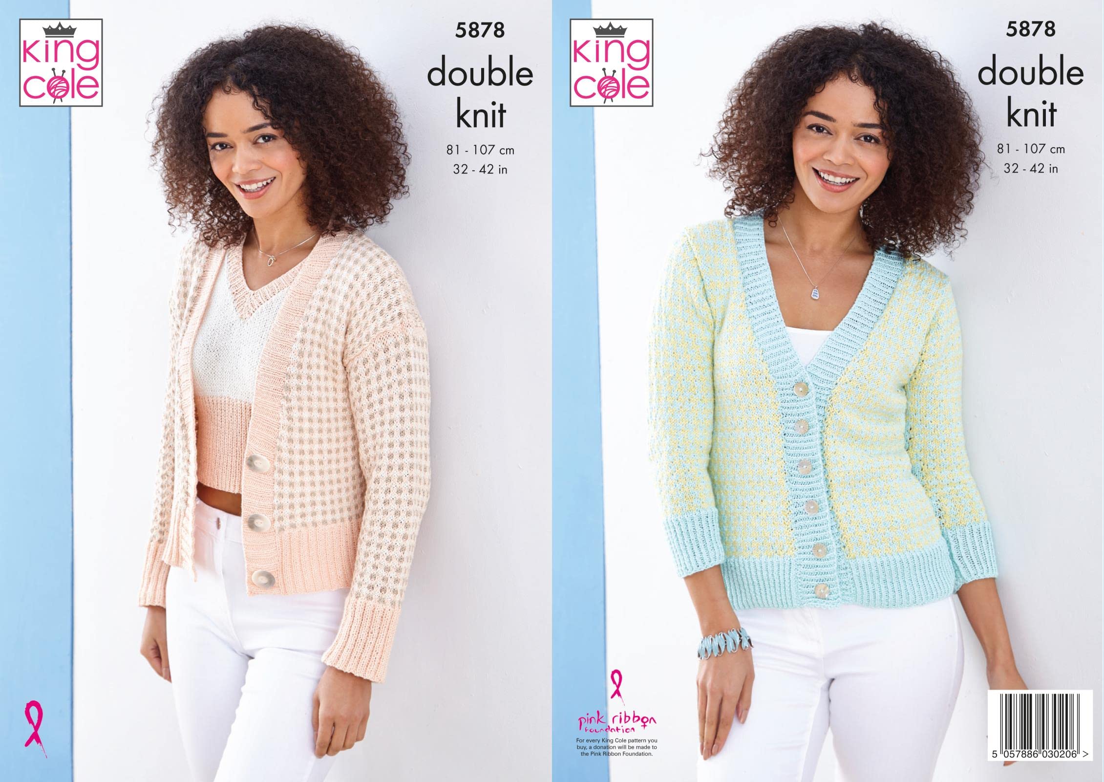 Knitting Pattern Womens DK Cardigans & Top King Cole Double Knit 5878