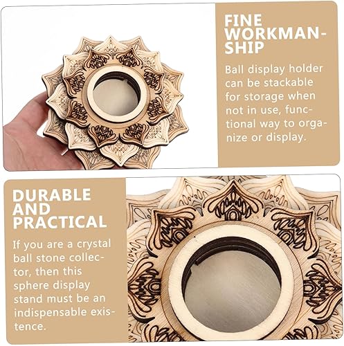 Miniatura 3 de Levemolo Soporte de bola de cristal Base de exhibición de huevo de avestruz Pantalla de cristal Fengshui Soporte de cristal de madera Soporte de