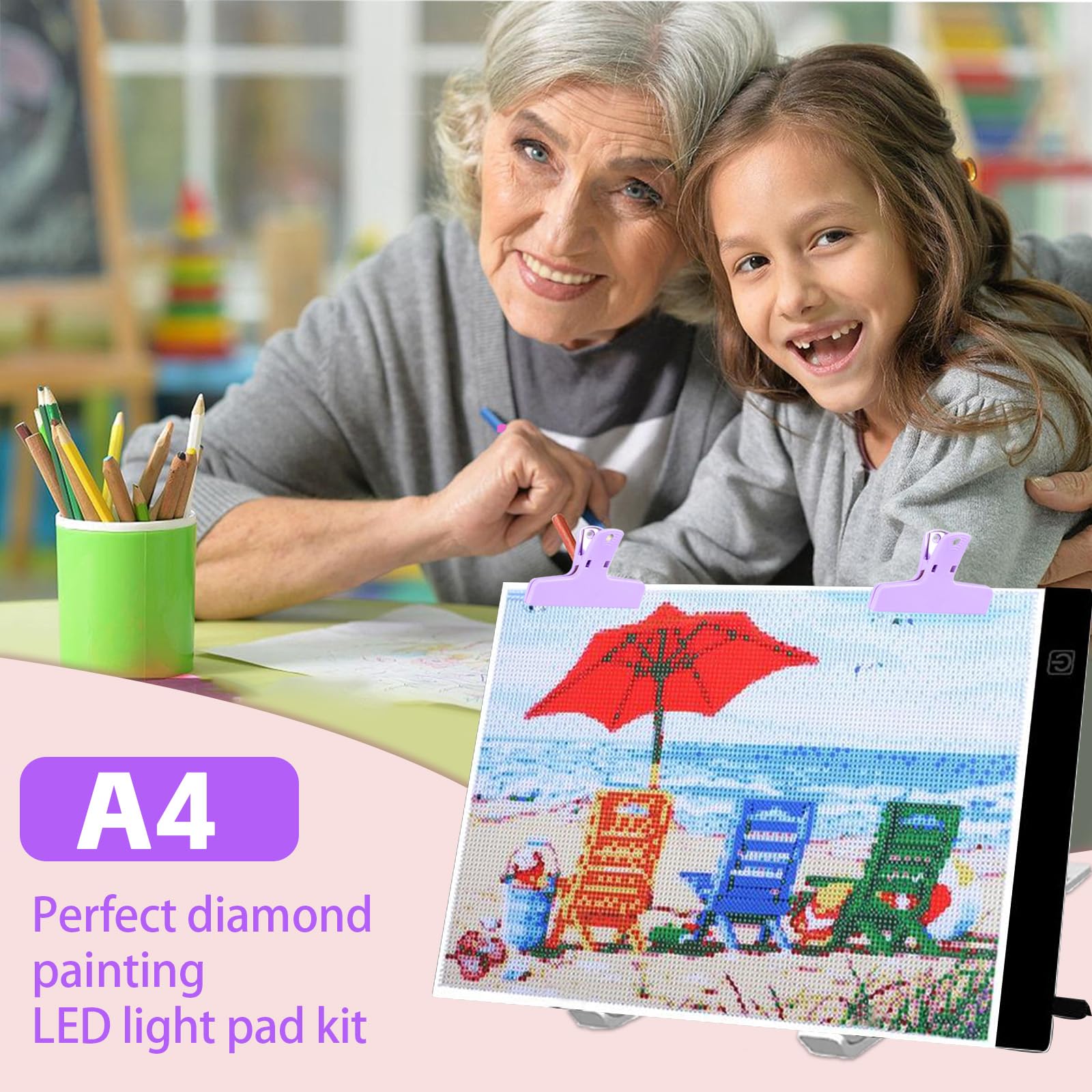 DNSGOOR 189Pcs all Inclusive Diamond Painting Accessori Strumenti di Pittura Diamante Kit Diamond Art Accessori Kit con A4 Diamond Painting Light Pad, Diamond Art Sealer Colla per DIY Craft