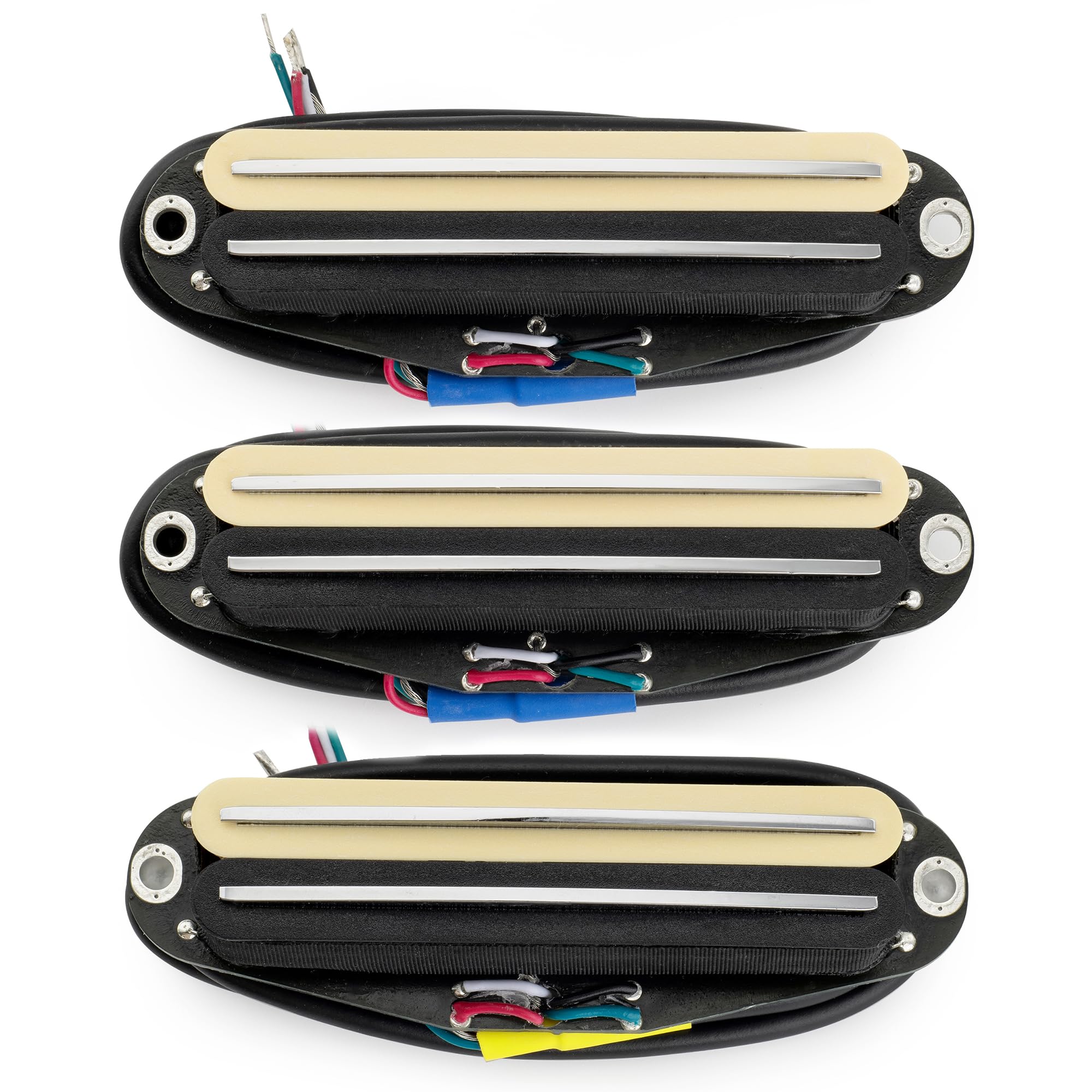 Musiclily Pro ST-DPHC Céramique Set Micros Humbucker Format Simple Bobinage Super Distortion pour Guitare électrique Style Strat, Corps Zebra Rail Chrome