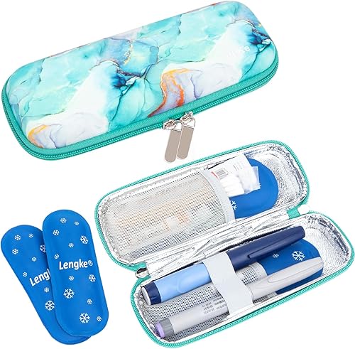 SUNMON Bolsa de viaje para enfriadores de insulina, bolsa de transporte para diabéticos, bolsa de refrigeración portátil con 2 bolsas de hielo para