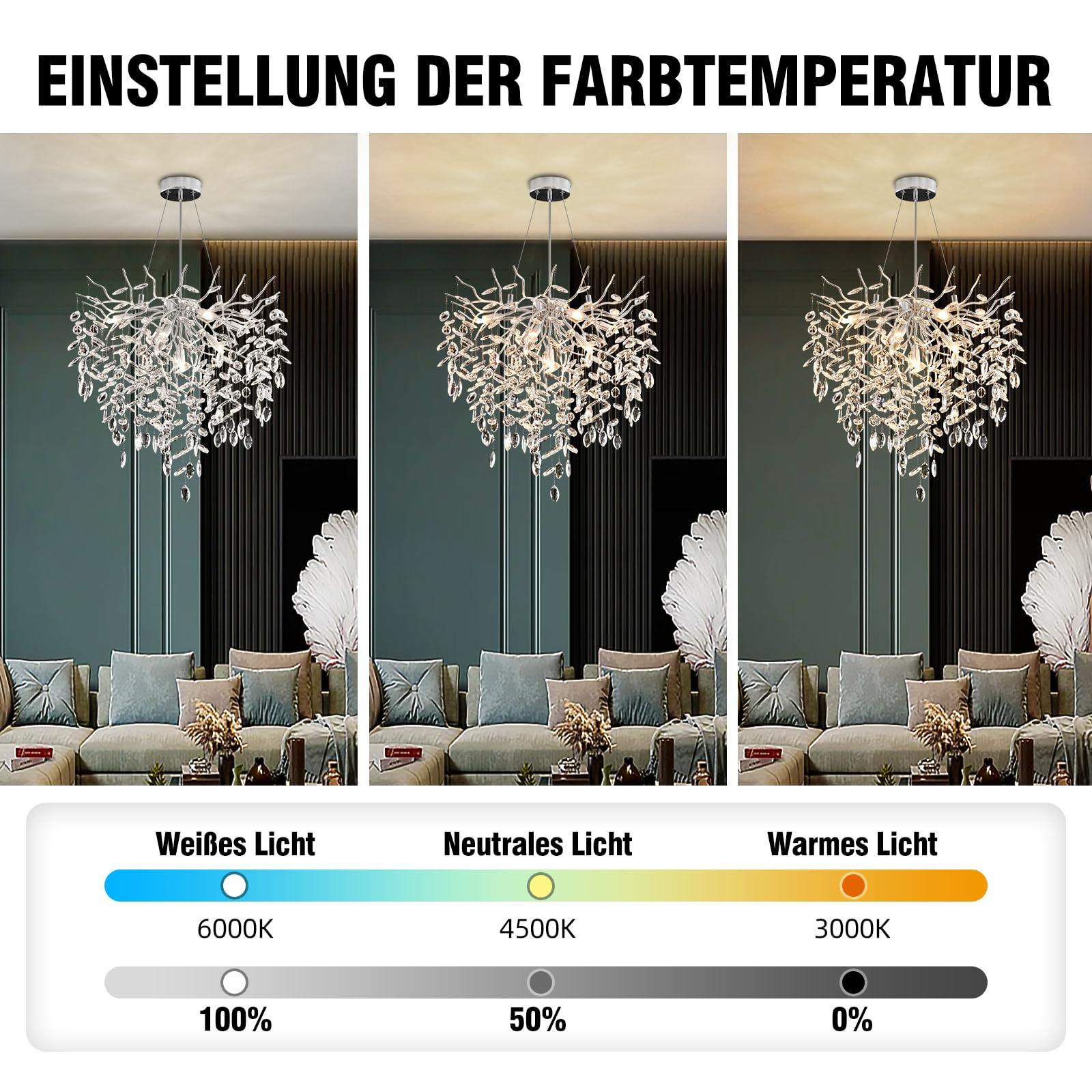 Modern Kronleuchter Kristall Golden, Große Luxus Raindrop Pendelleuchte, Rund Kristall Hängeleuchte Light Fixture, Luxury Tree Branch Kronleuchter für Kücheninsel, Esszimmer, 60cm