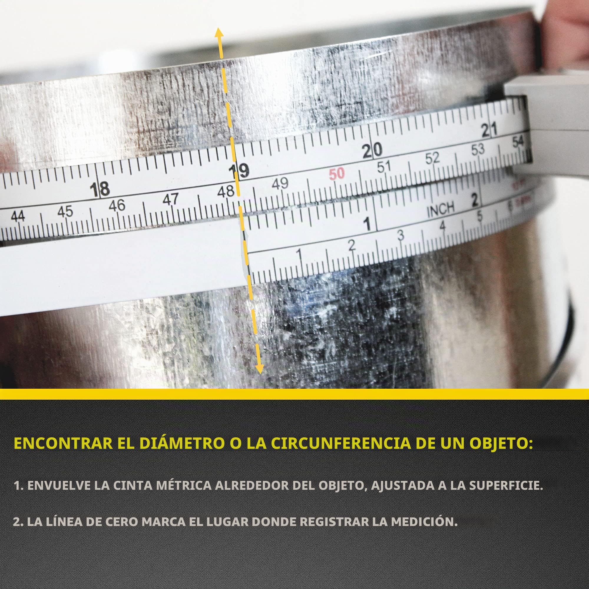 Cinta métrica perfecta para circunferencia de diámetro Pi, cinta métrica imperial y métrica de 1/2 pulgada por 12 pies, uso para medir objetos cilíndricos, modelo DCT120