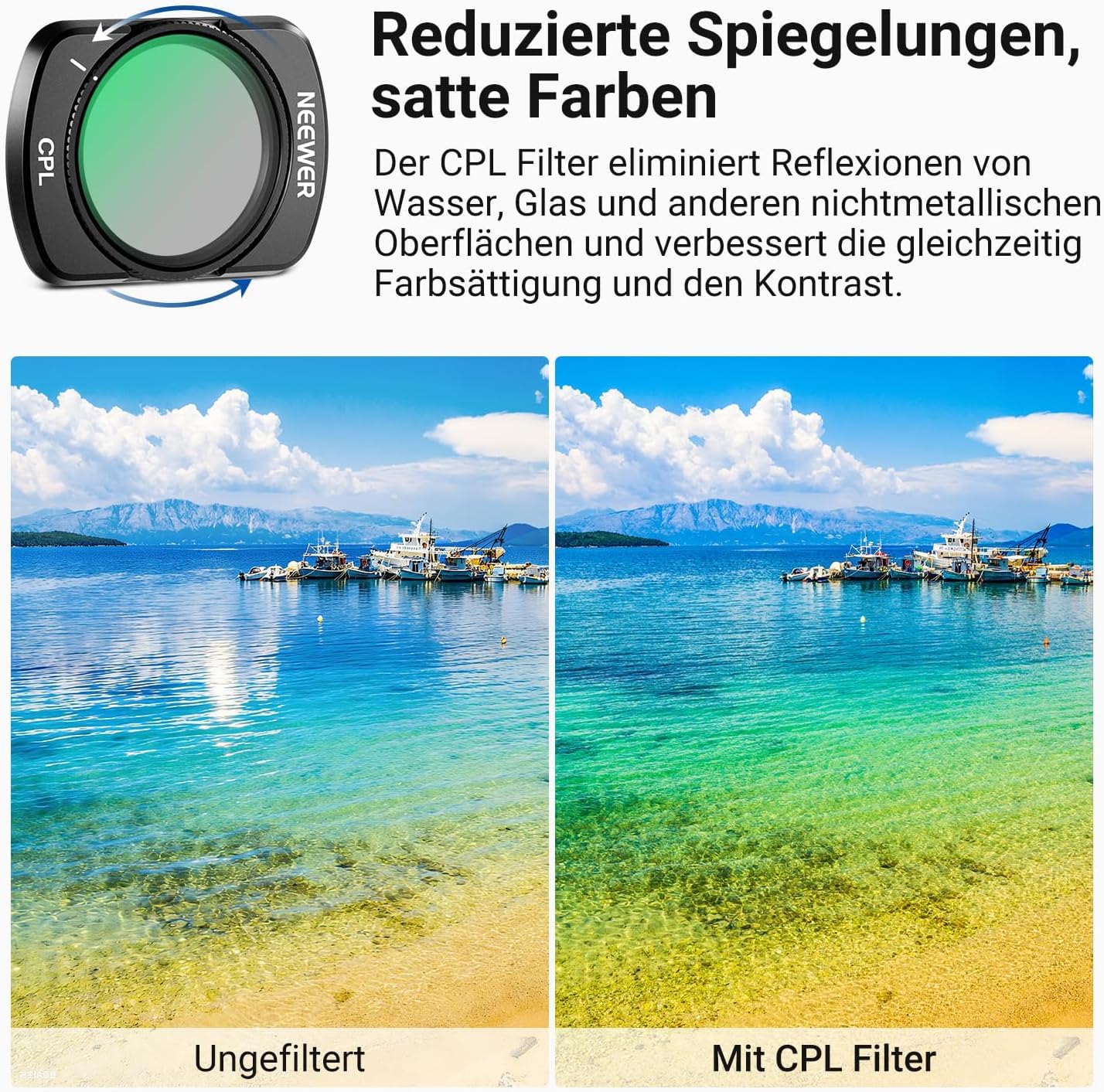 NEEWER Magnetisches ND und CPL Filterset, kompatibel mit DJI Osmo Pocket 3 / Pocket 4 / Xtra Muse, ND16 + ND64 + ND256 Set mit ND und Zirkularpolarisationsfiltern für Actionkameras